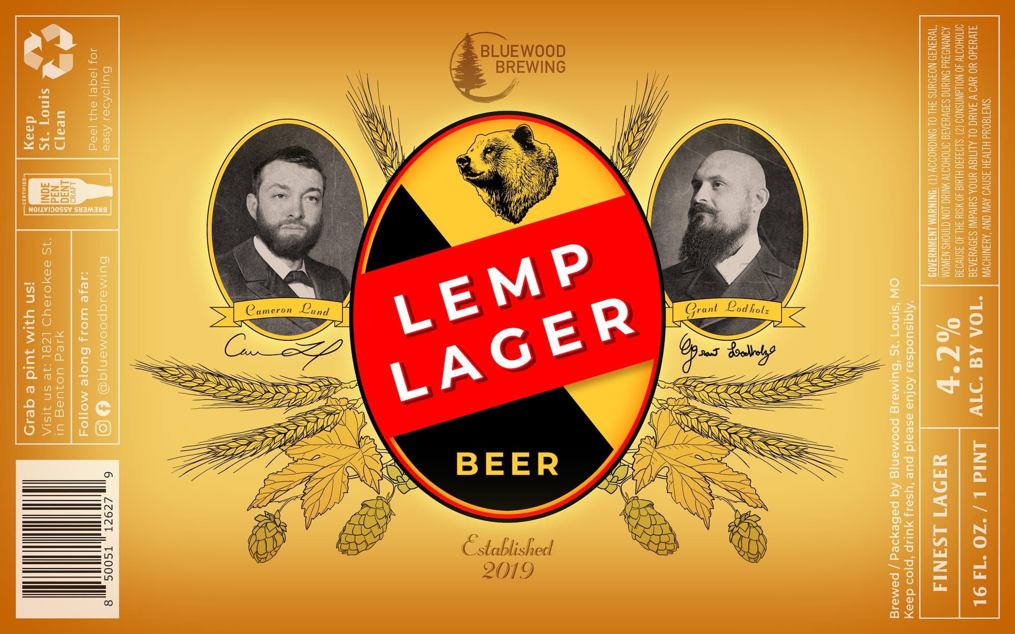 Lemp Lager by Bluewood Brewing - beer label