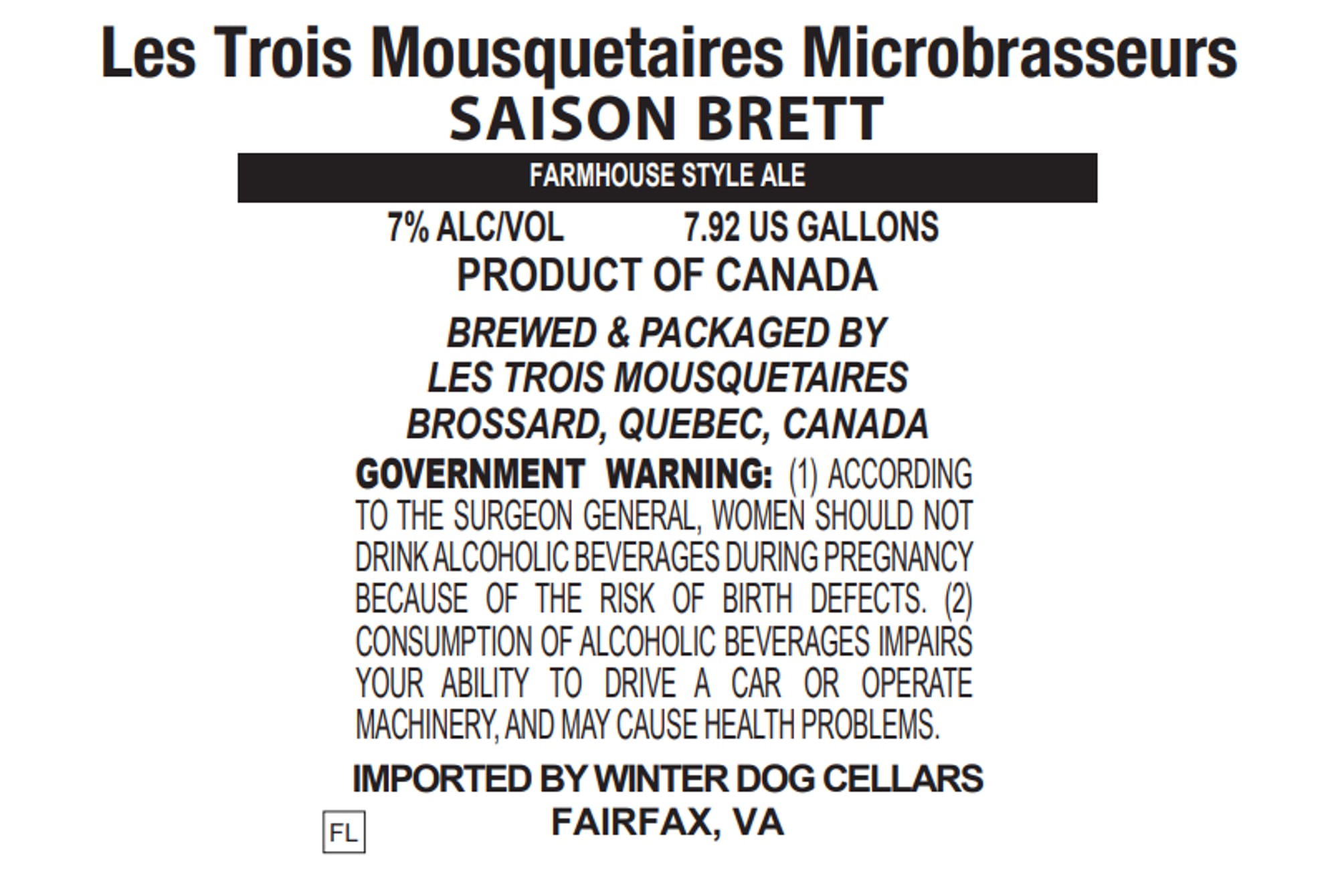 Saison Brett by Les Trois Mousquetaires - beer label