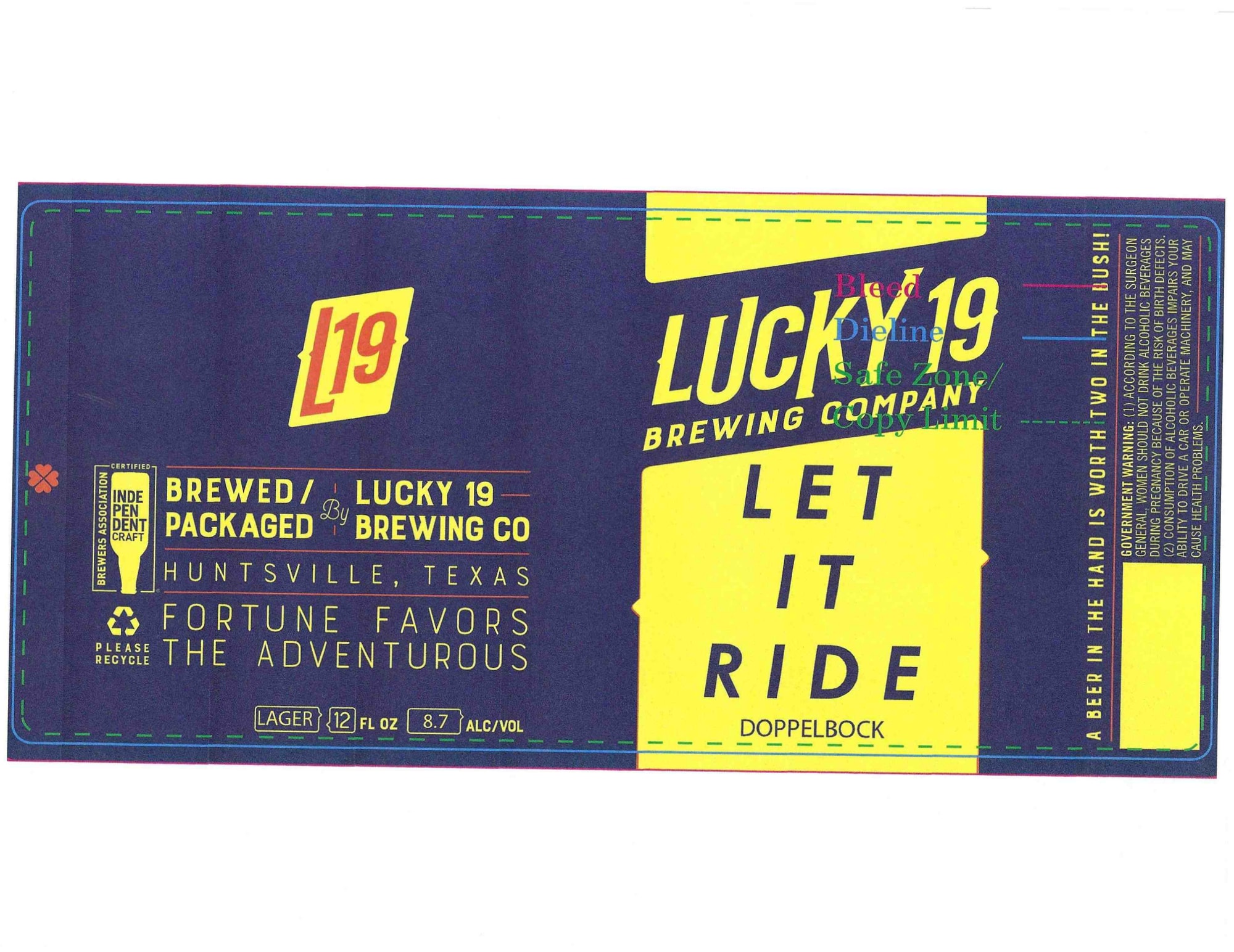 Let It Ride by Lucky 19 Brewing Company - beer label