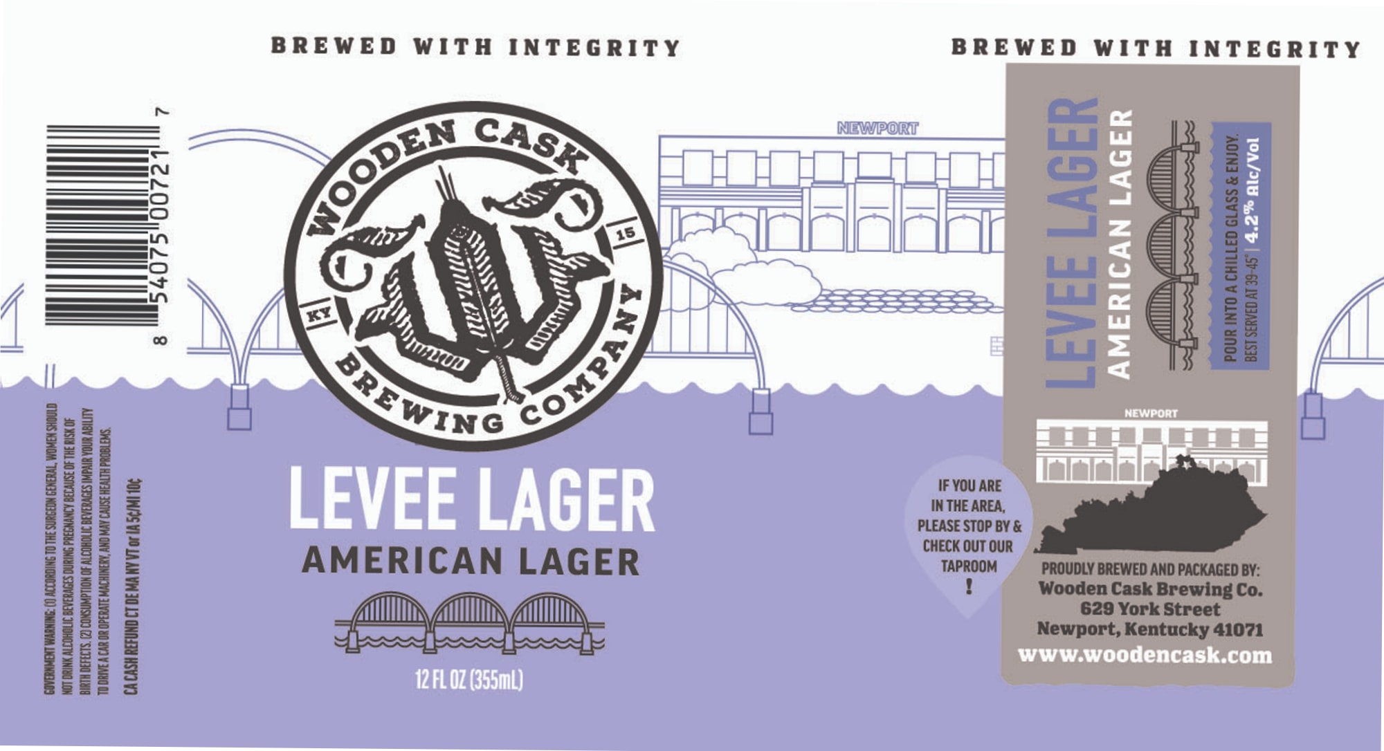 Levee Lager by Wooden Cask Brewing Company - beer label