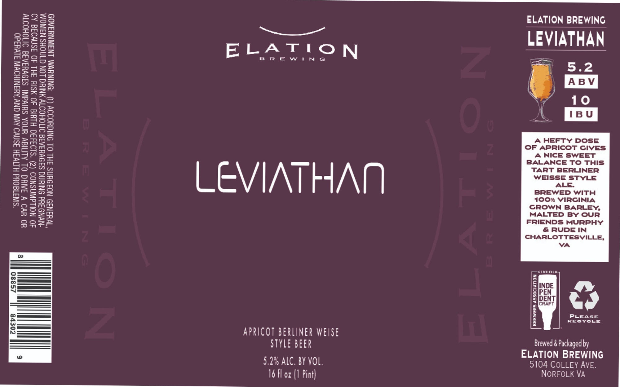Leviathan by Elation Brewing - beer label