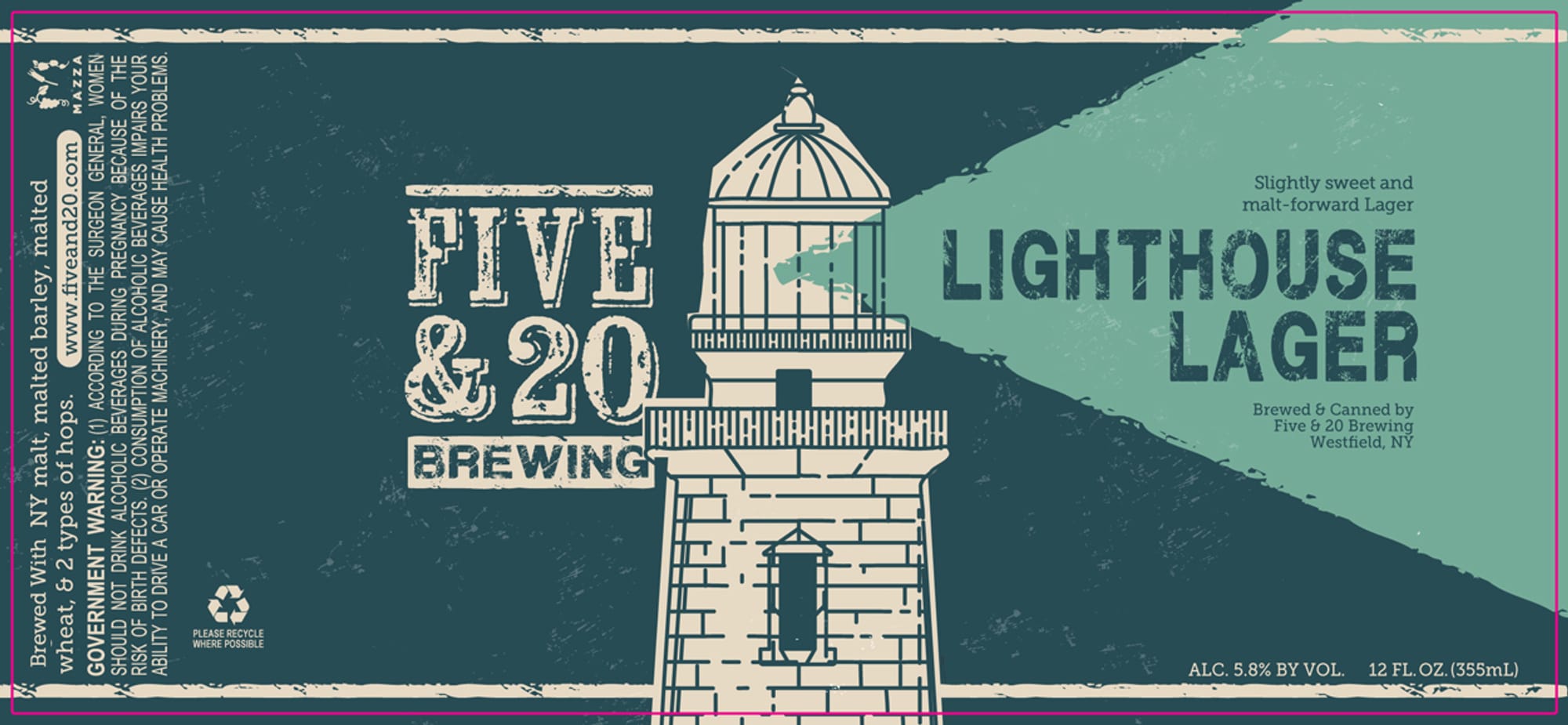 Lighthouse Lager by Five & 20 Brewing - beer label