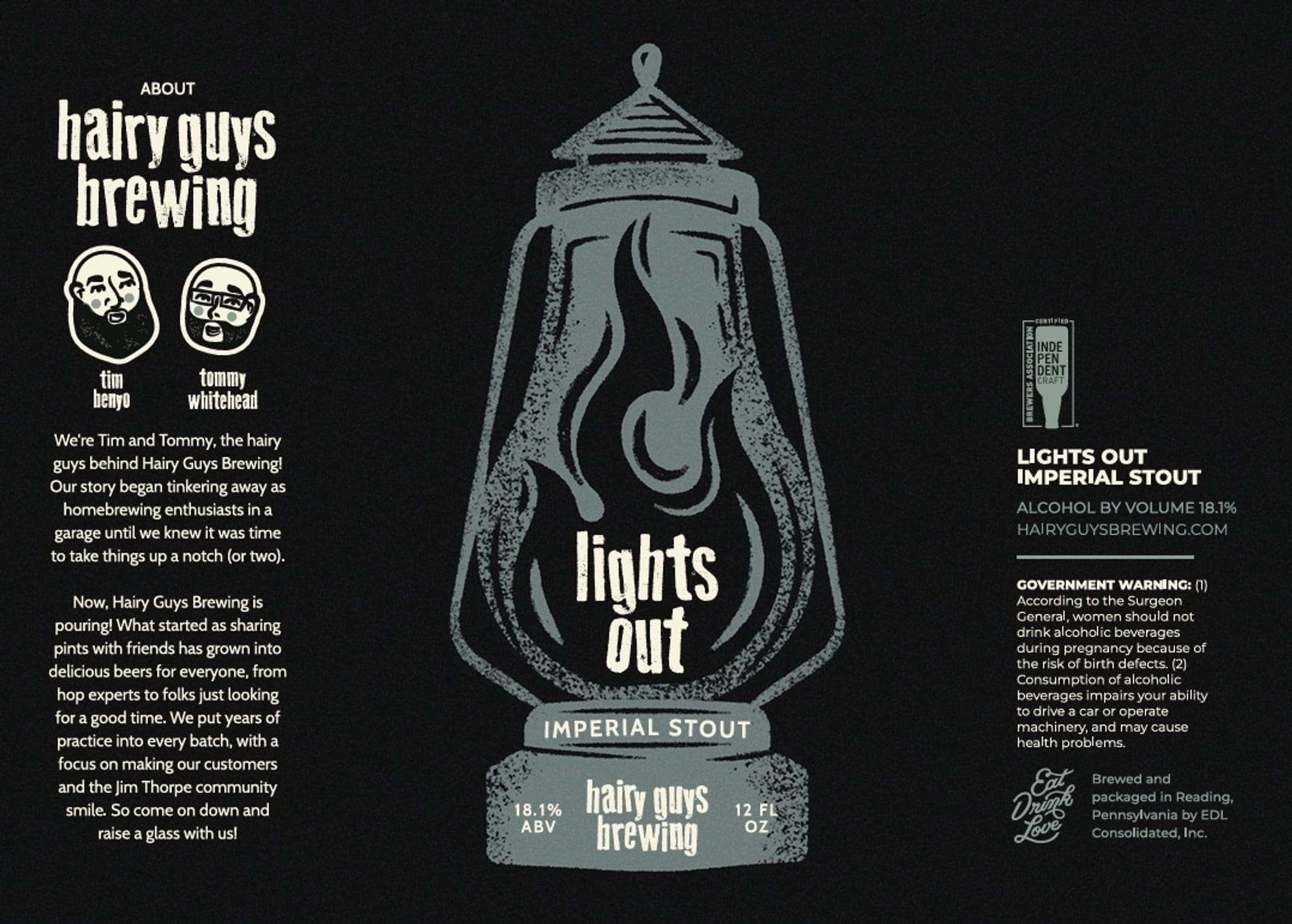 Lights Out Imperial Stout by Hairy Guys Brewing - beer label