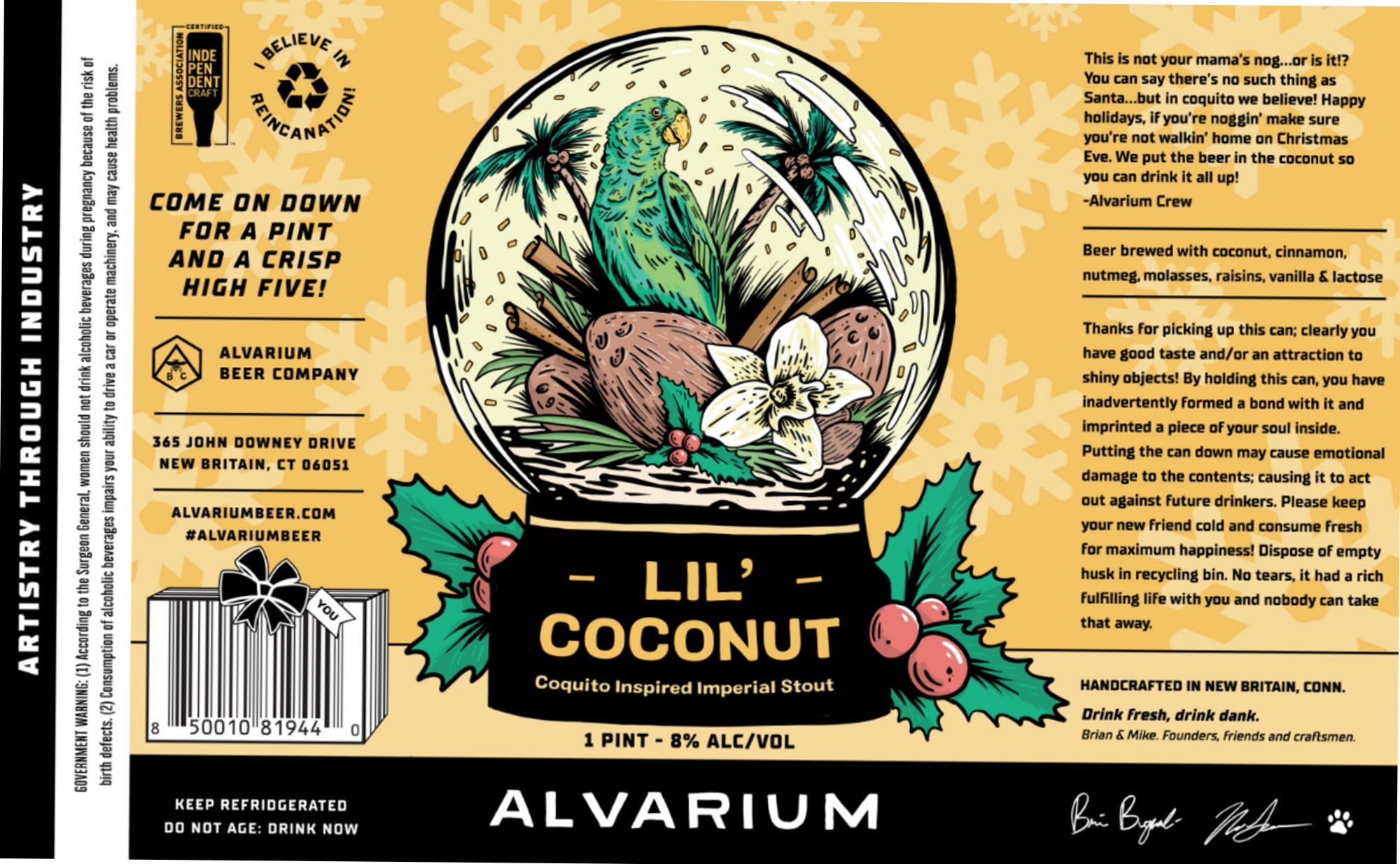 Lil’ Coconut by Alvarium Beer Company - beer label