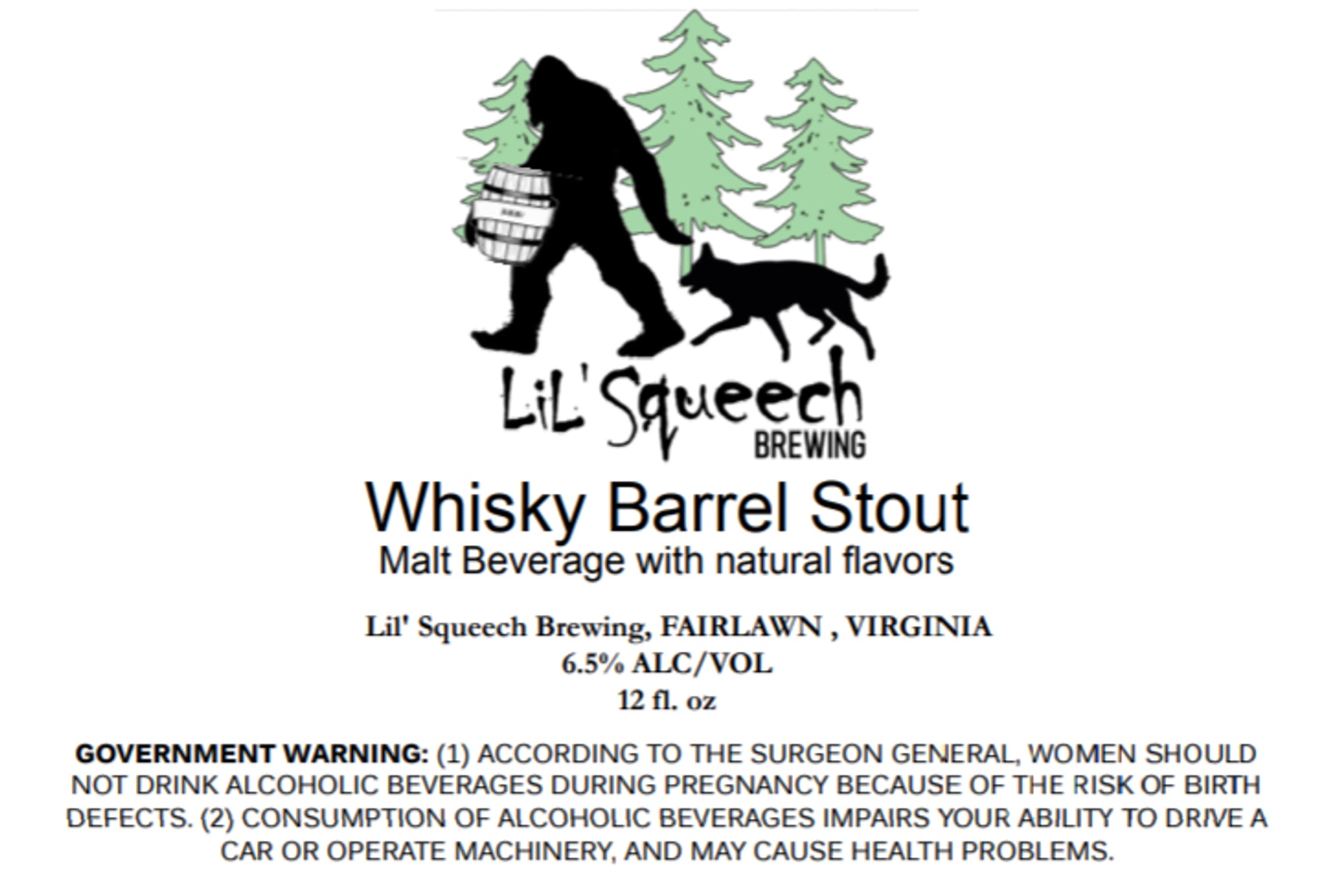 Whisky Barrel Stout by Lil' Squeeech Brewing - beer label