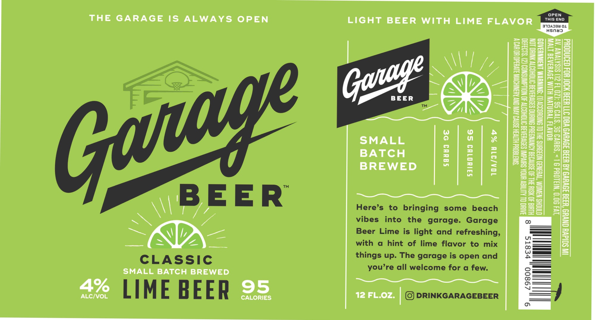 Lime Beer by Garage Beer - beer label