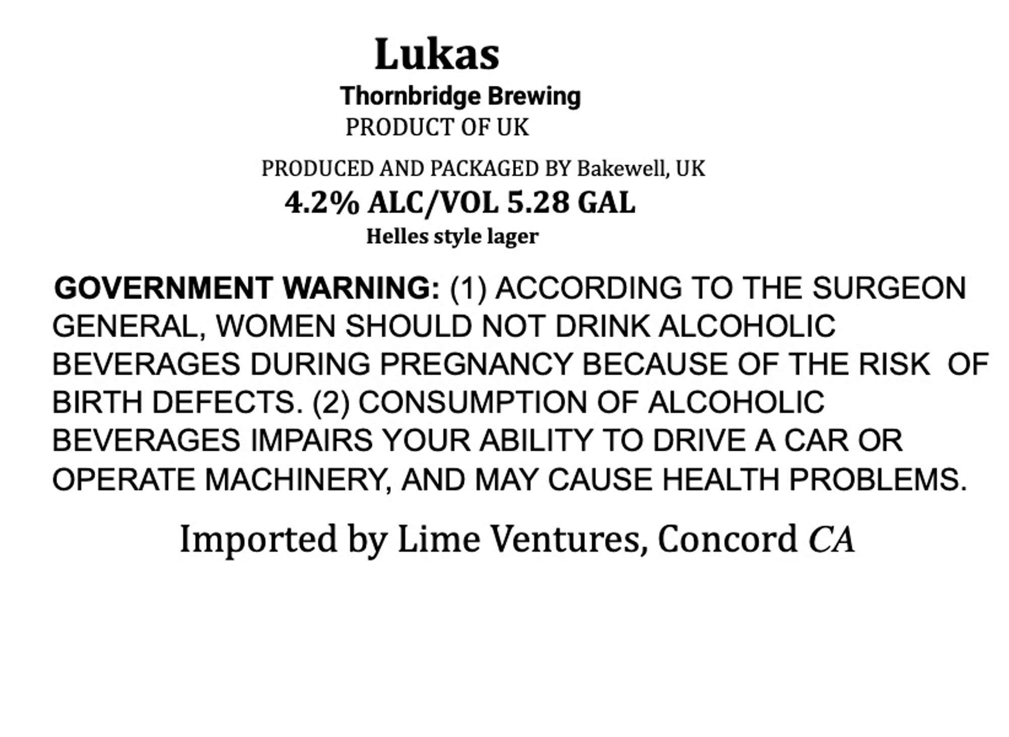 Lukas by Thornbridge Brewing - beer label