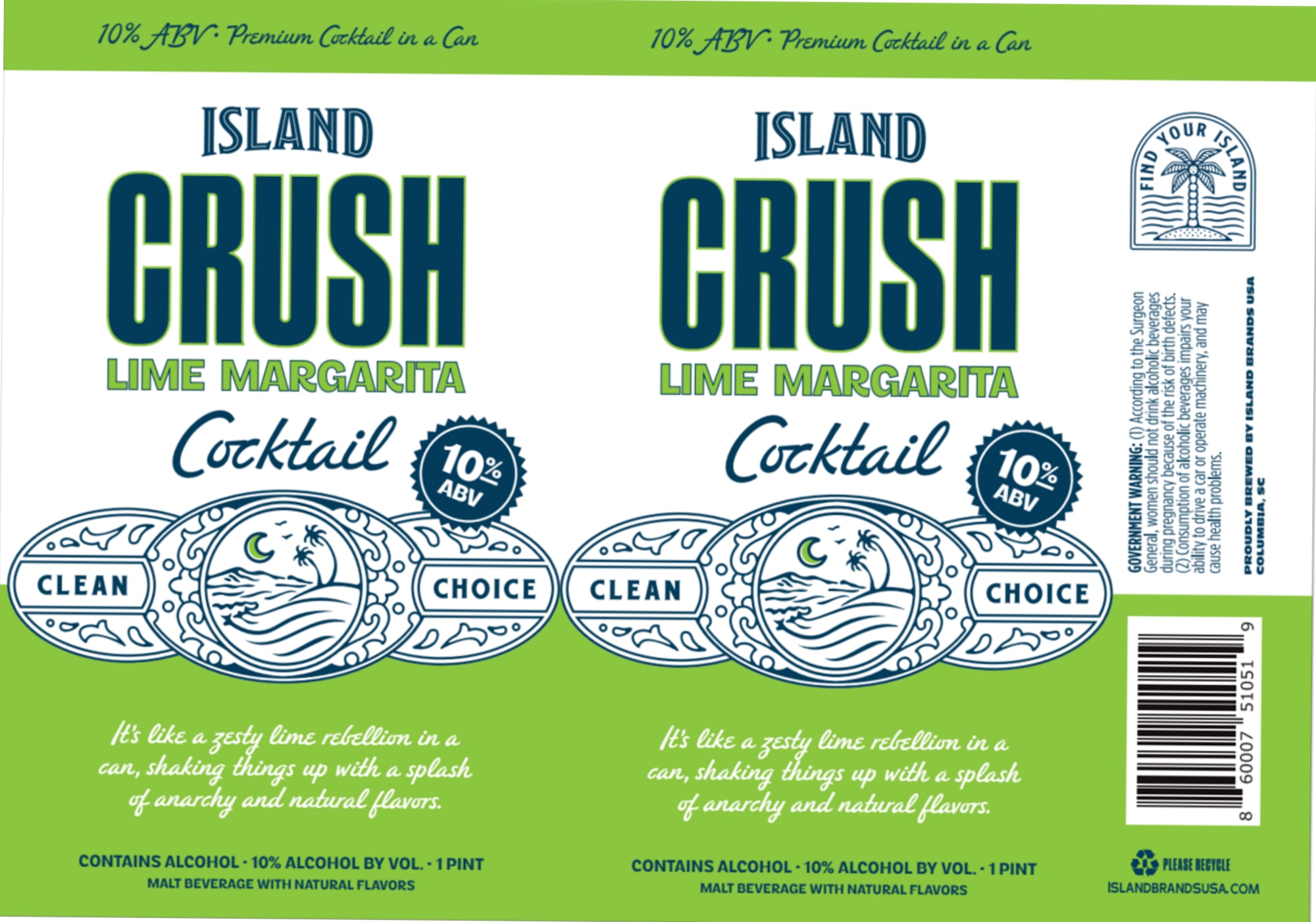 Lime Margarita Cocktail by Island Crush - beer label