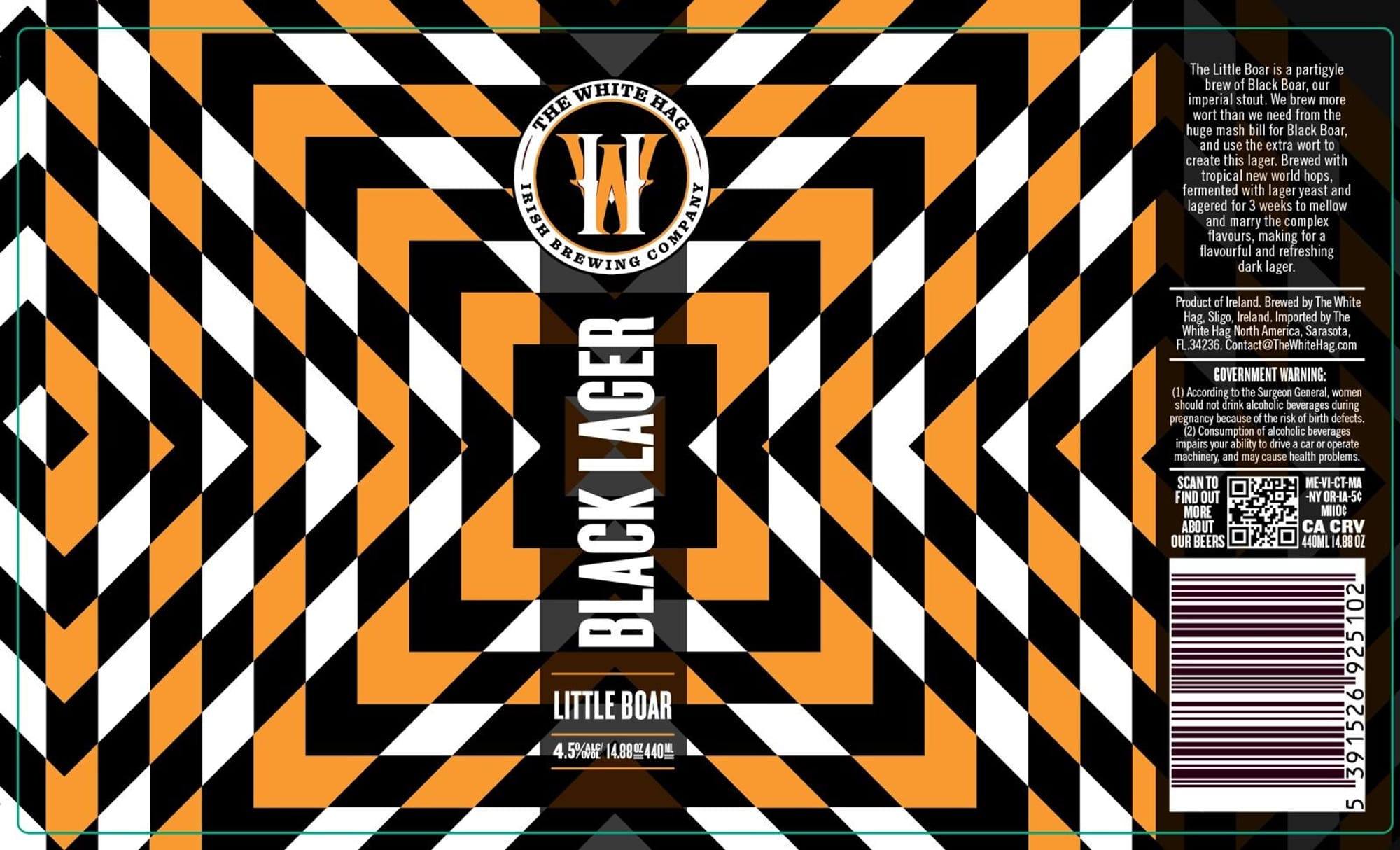 Little Boar Black Lager by The White Hag Brewing Company - beer label