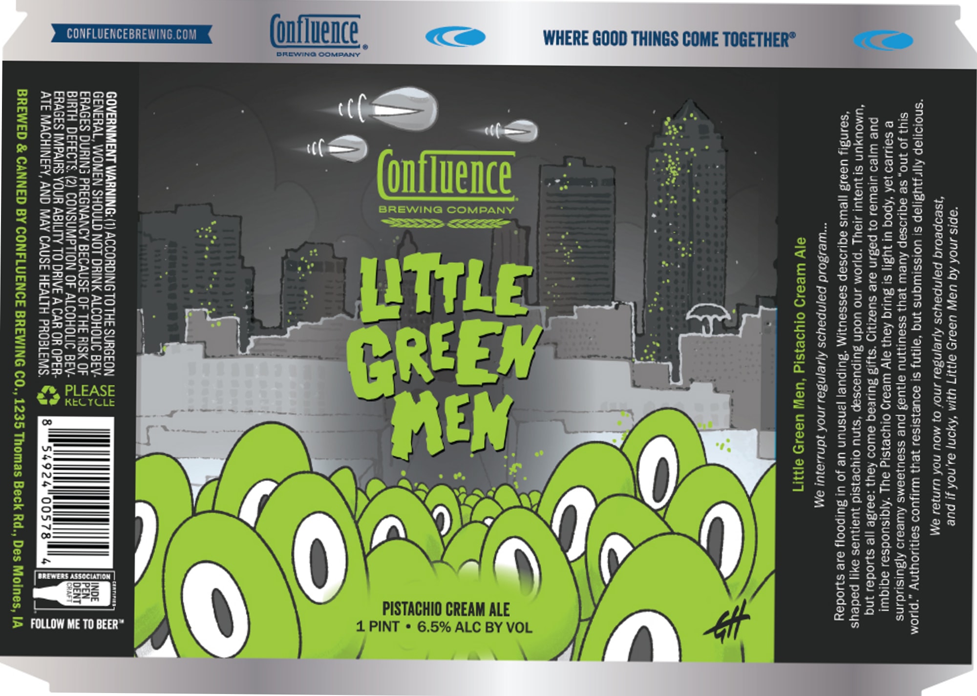 Little Green Men by Confluence Brewing Company - beer label