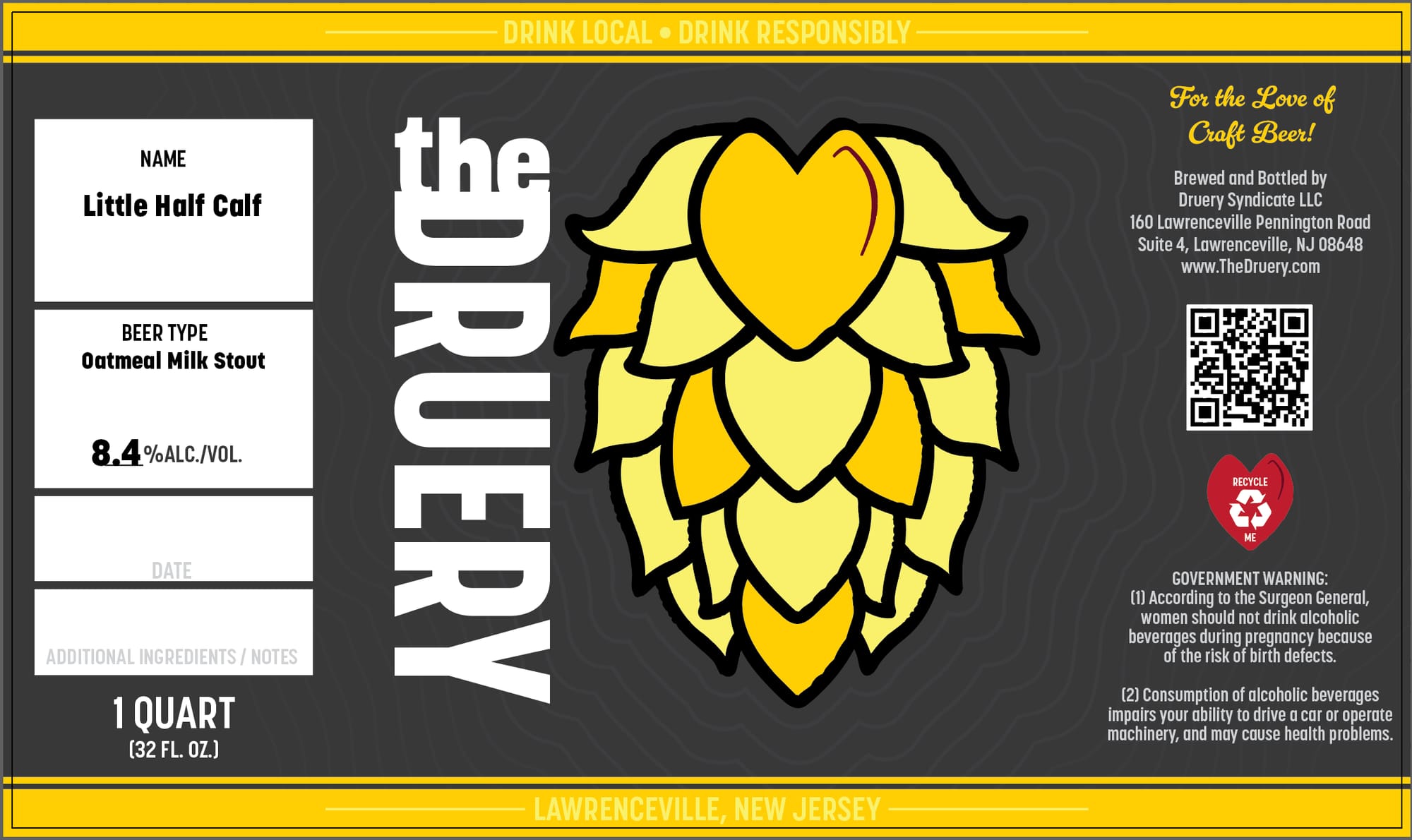 Little Half Calf by The Druery - beer label