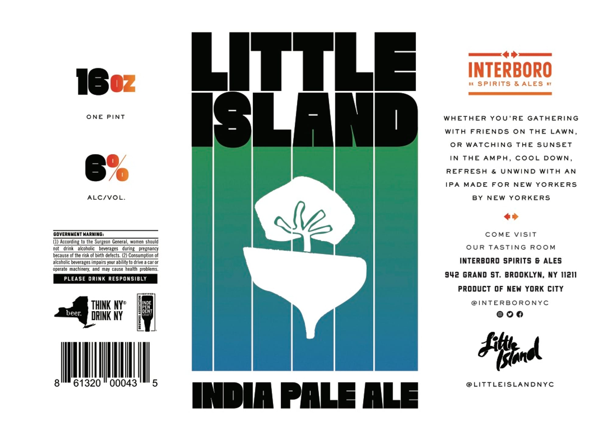 Little Island India Pale Ale by Interboro Spirits & Ales - beer label