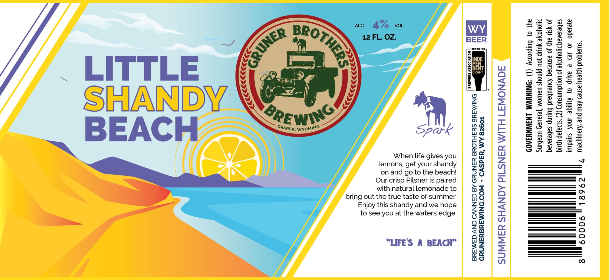 Little Shandy Beach by Gruner Brothers Brewing - beer label