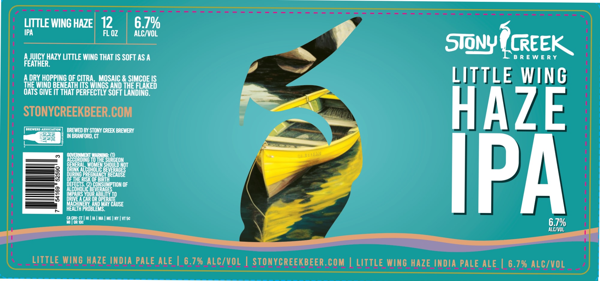 Little Wing Haze IPA by Stony Creek Brewery - beer label
