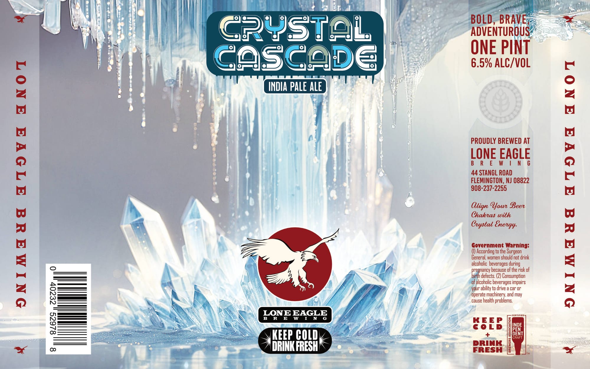 Crystal Cascade by Lone Eagle Brewing - beer label