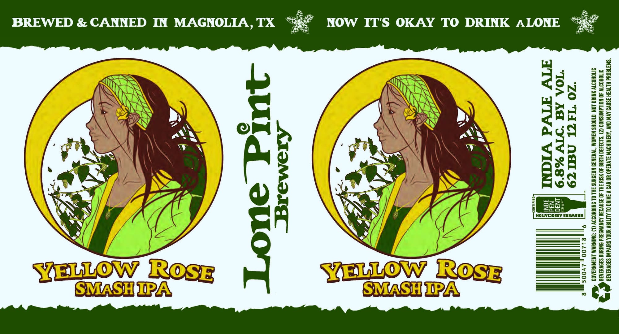 Yellow Rose Smash IPA by Lone Pint Brewery - beer label