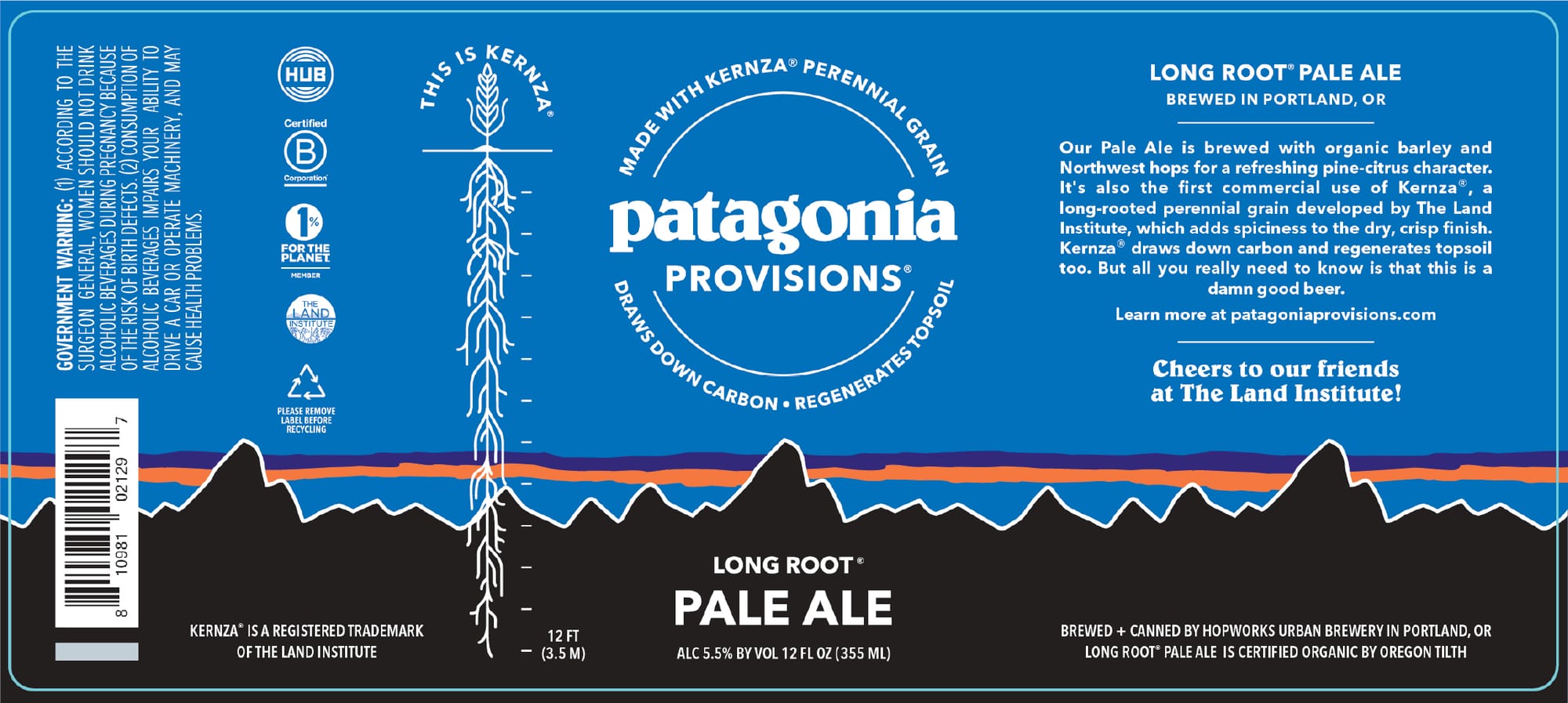 Long Root Pale Ale by Patagonia Provisions - beer label