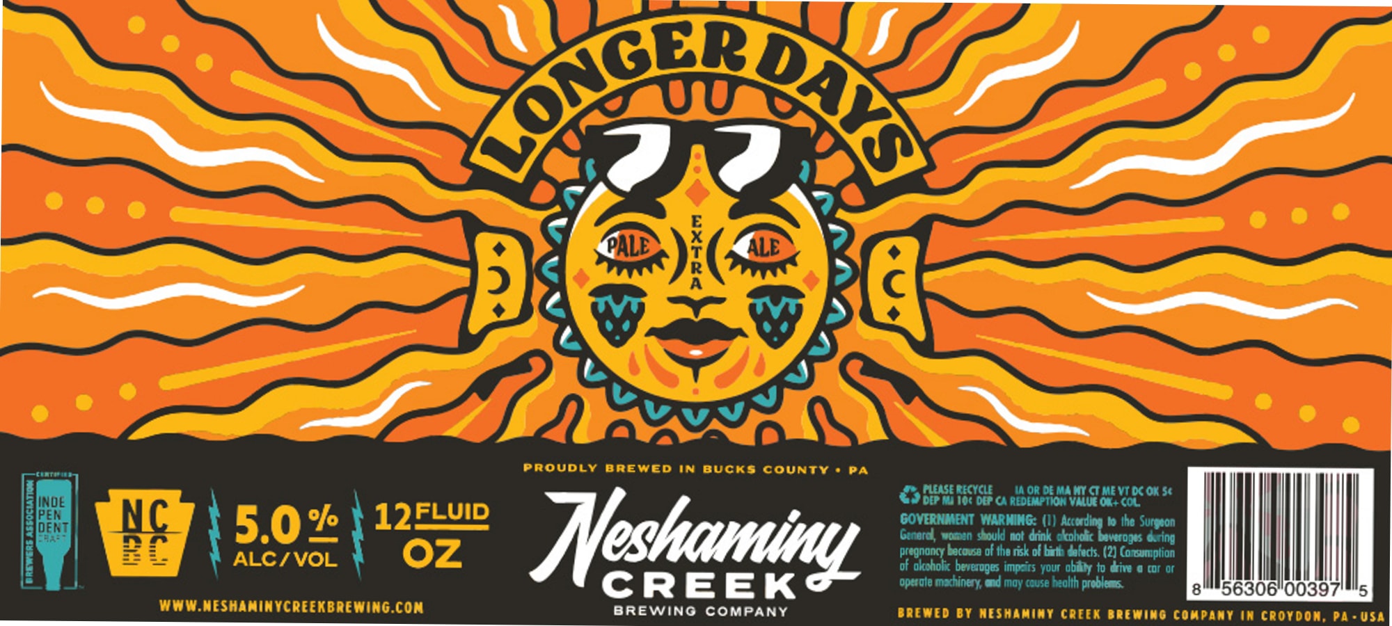 Longer Days Extra Pale Ale by Neshaminy Creek Brewing Company - beer label