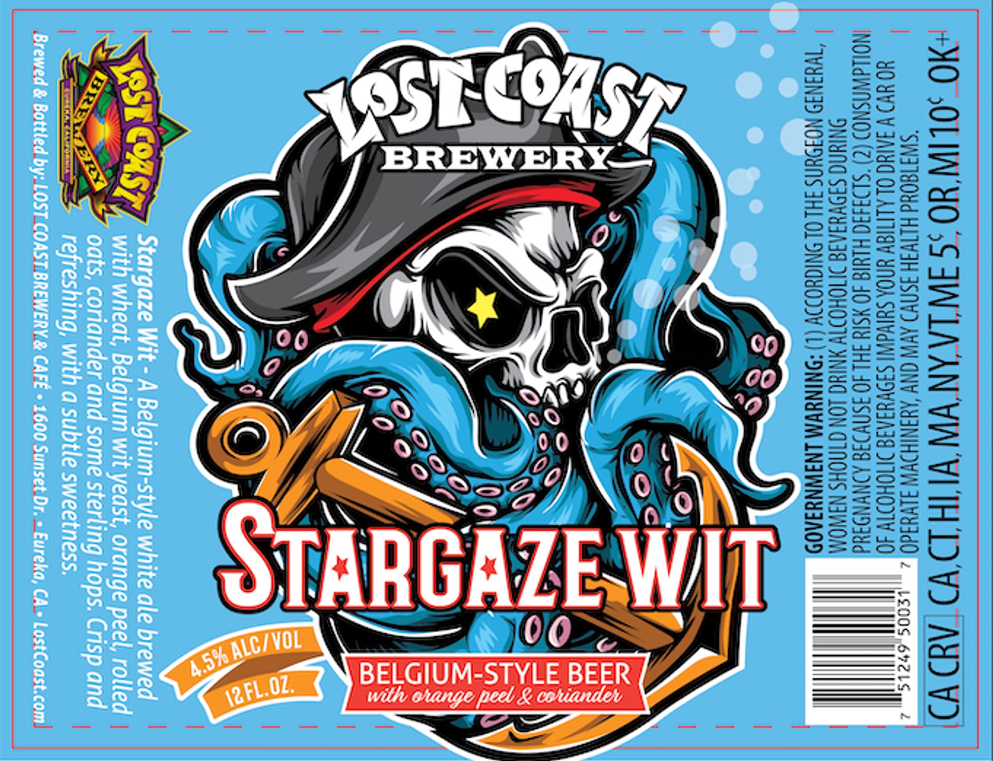 Stargaze Wit by Lost Coast Brewery - beer label