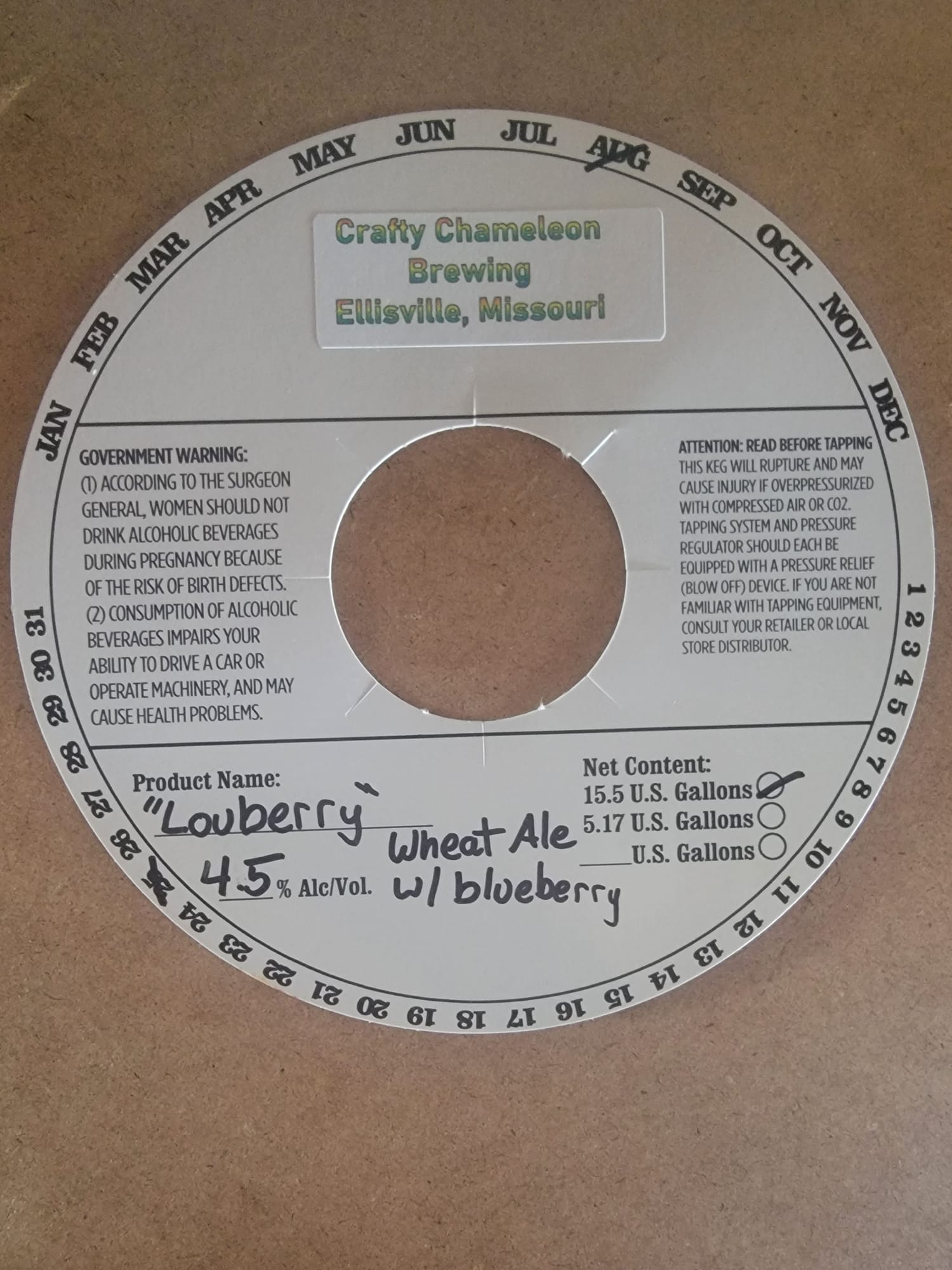 Louberry Wheat Ale by Crafty Chameleon Brewing - beer label