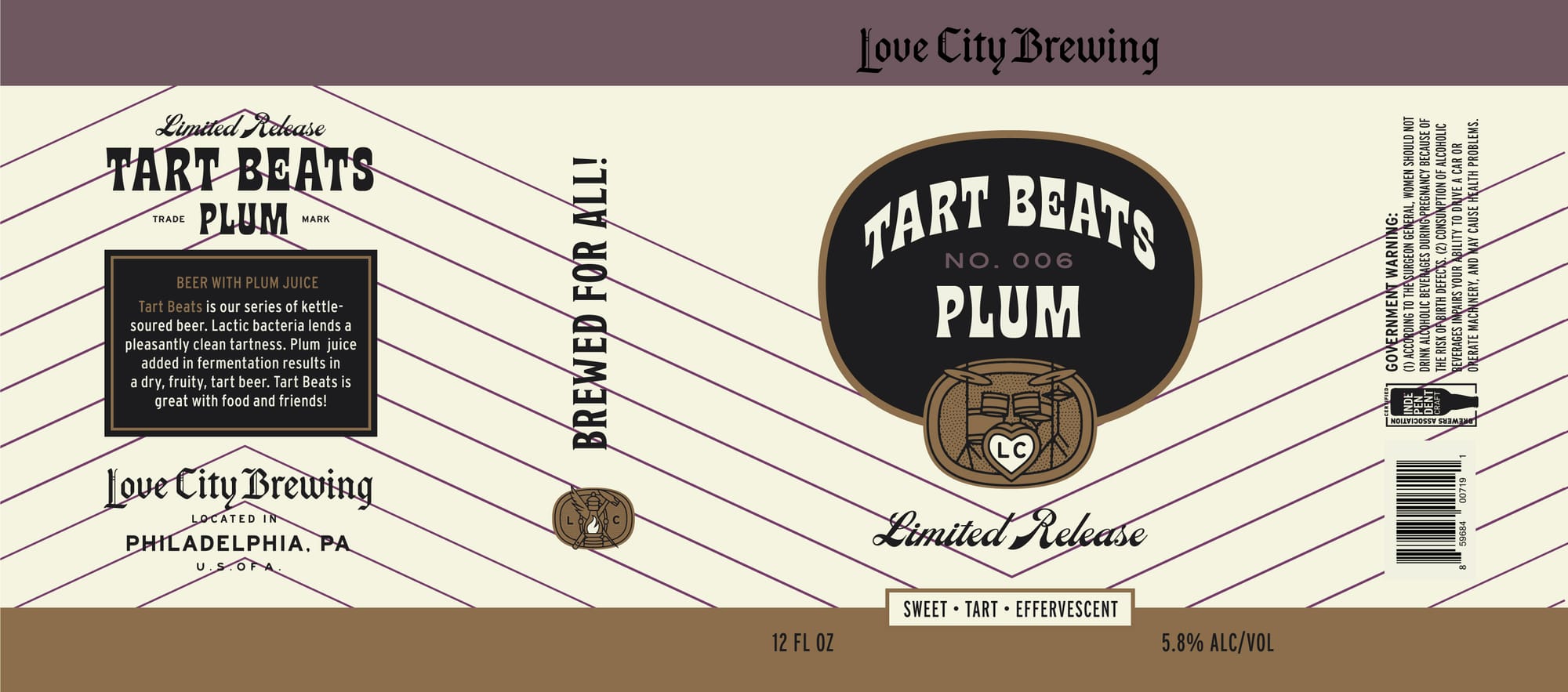 Tart Beats No. 006 Plum by Love City Brewing - beer label