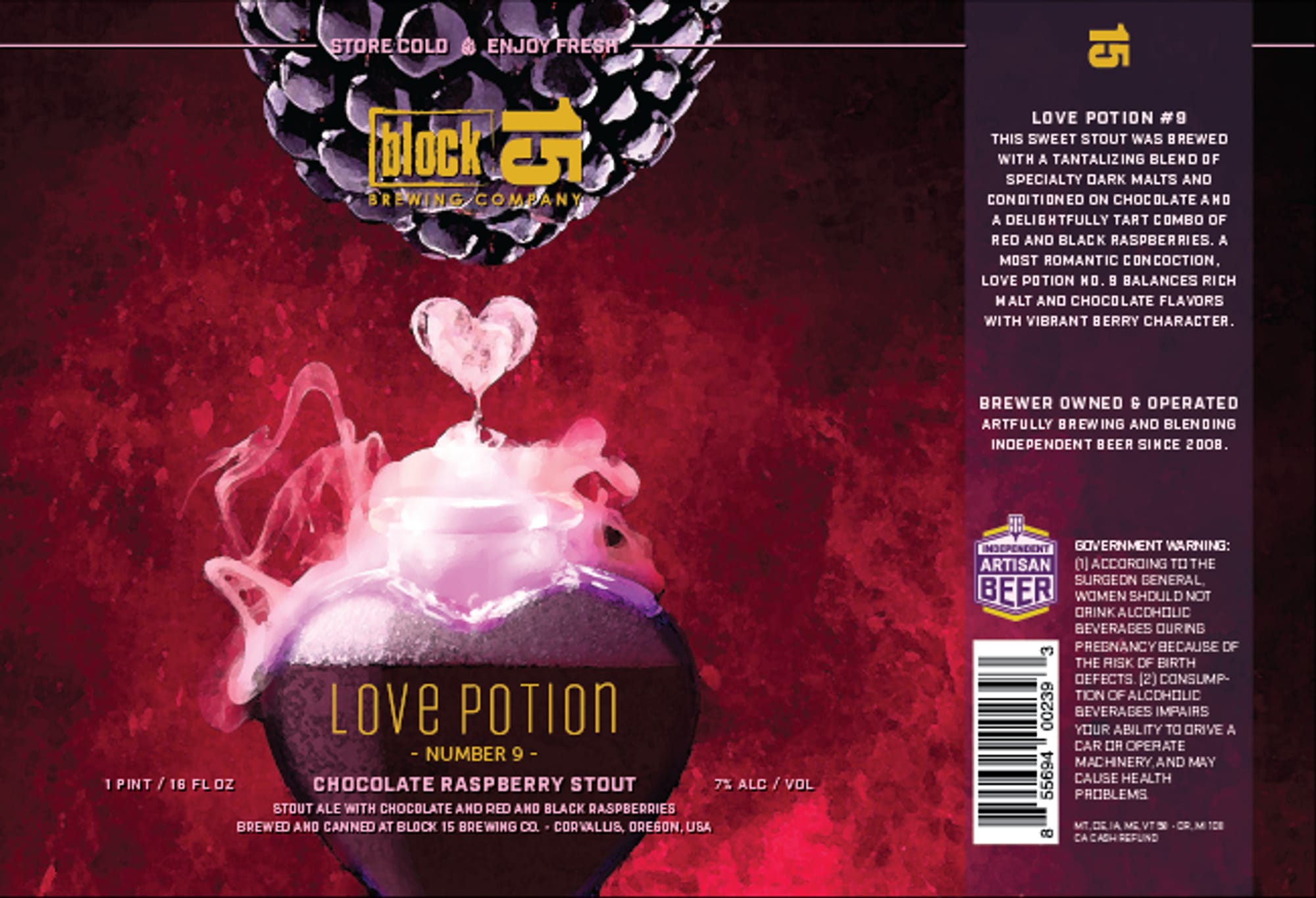 Love Potion No. 9 by Block 15 Brewing Co. - beer label