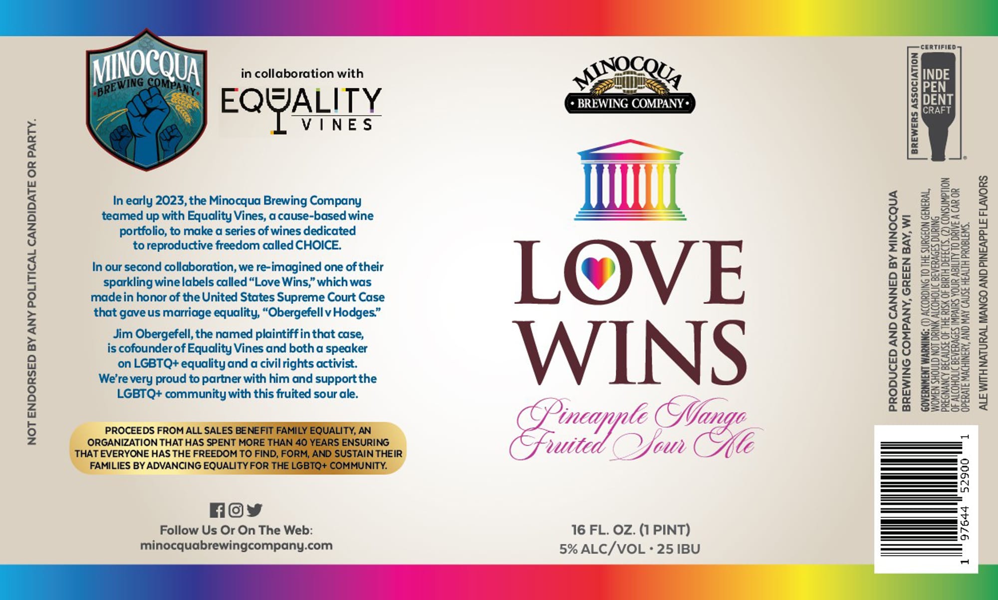 Love Wins by Minocqua Brewing Company - beer label
