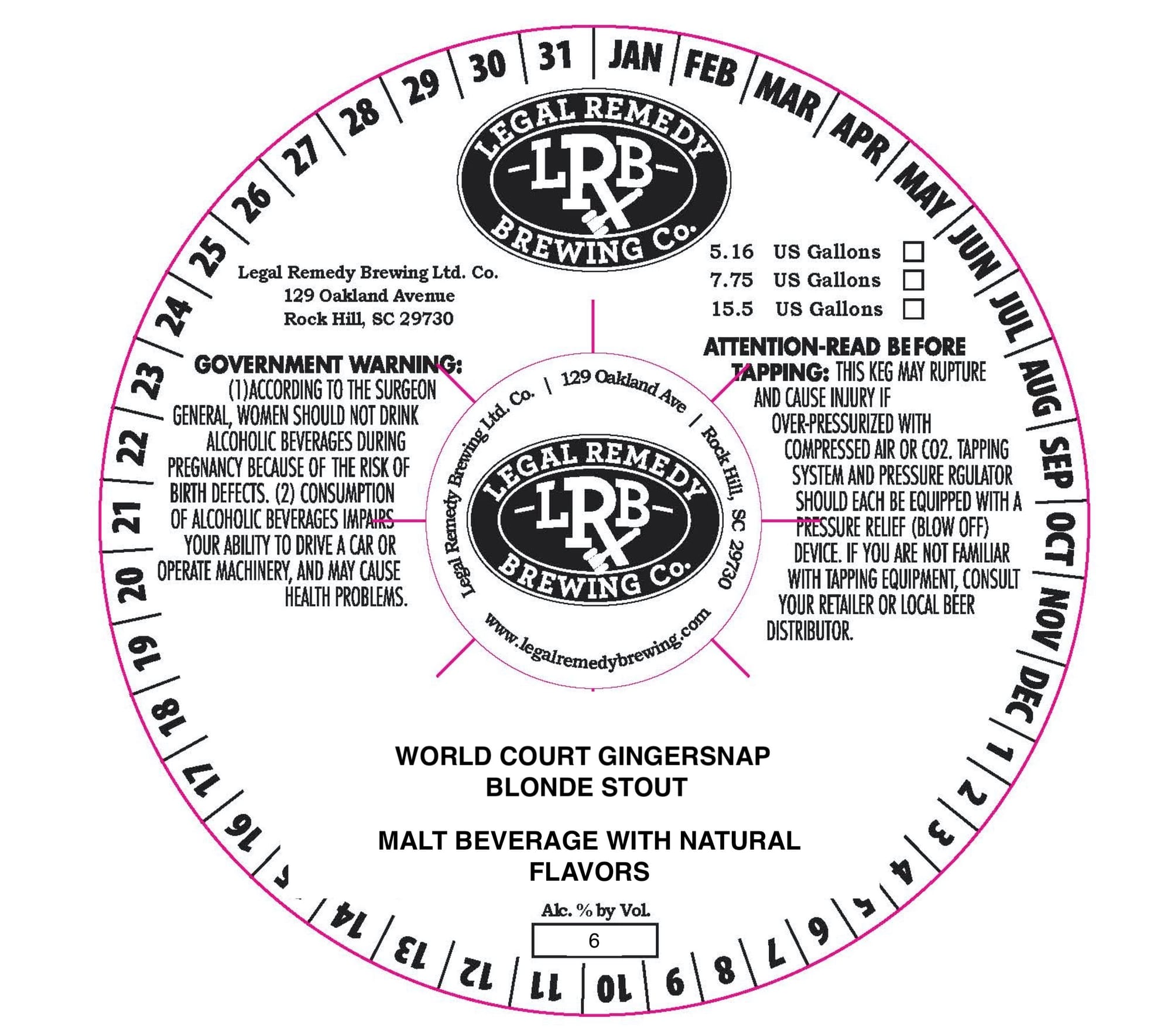 LRB - Blonde Stout by Legal Remedy Brewing Co. - beer label