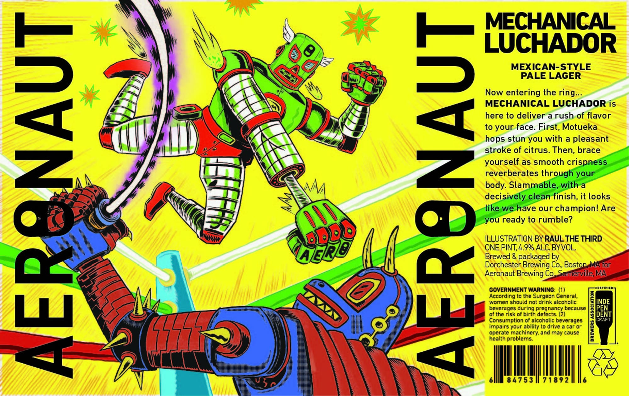 Mechanical Luchador by Aeronaut Brewing Co. - beer label