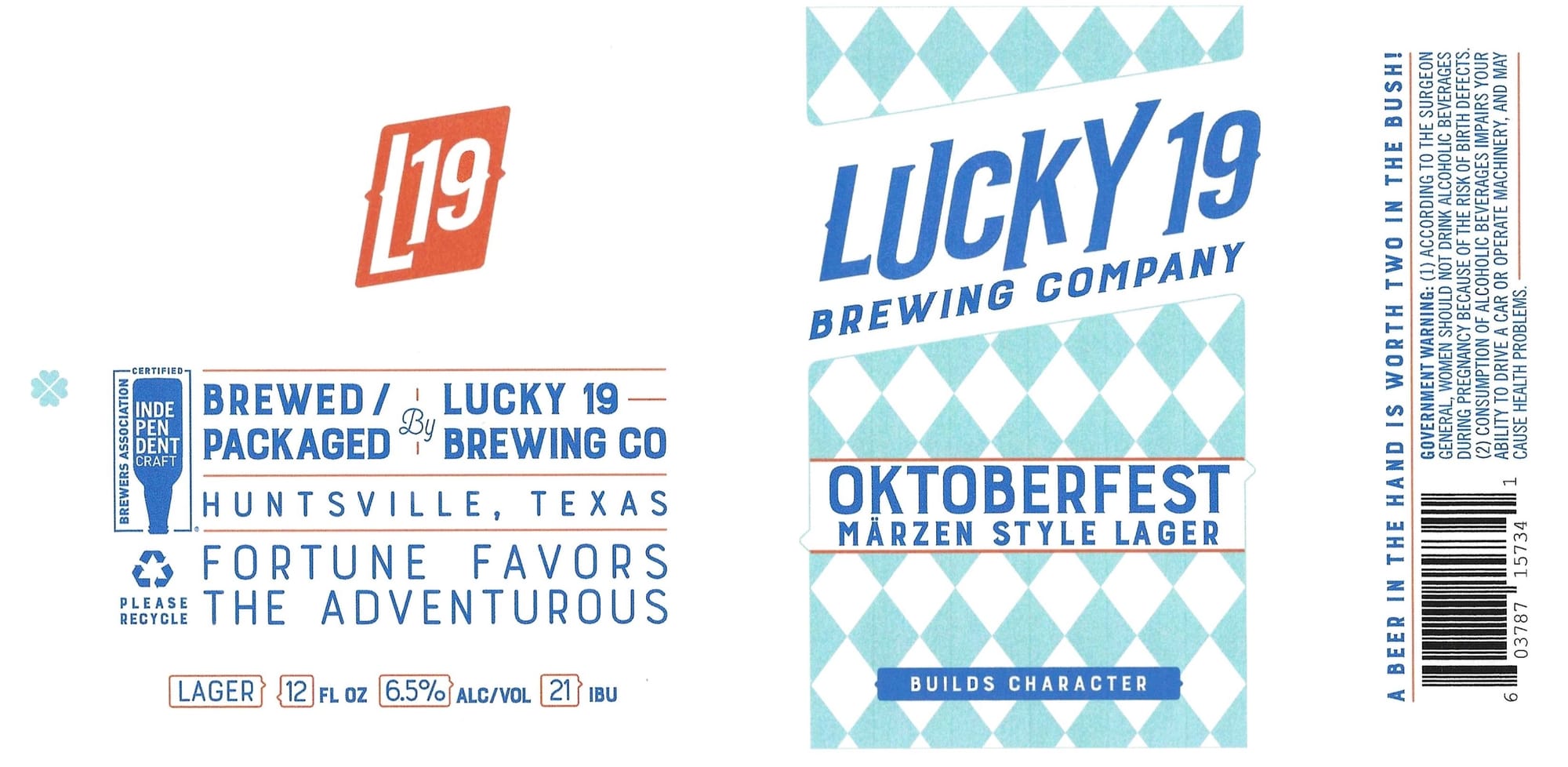 Lucky 19 Oktoberfest by Lucky 19 Brewing Co - beer label