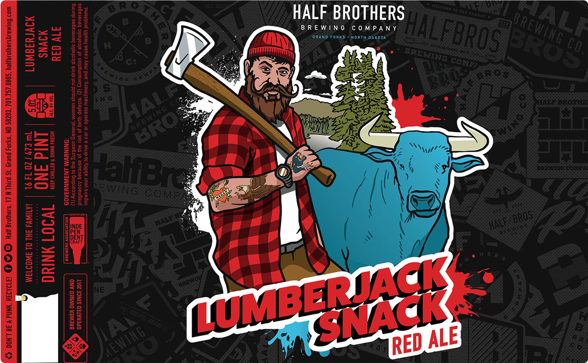 Lumberjack Snack Red Ale by Half Brothers Brewing Company - beer label