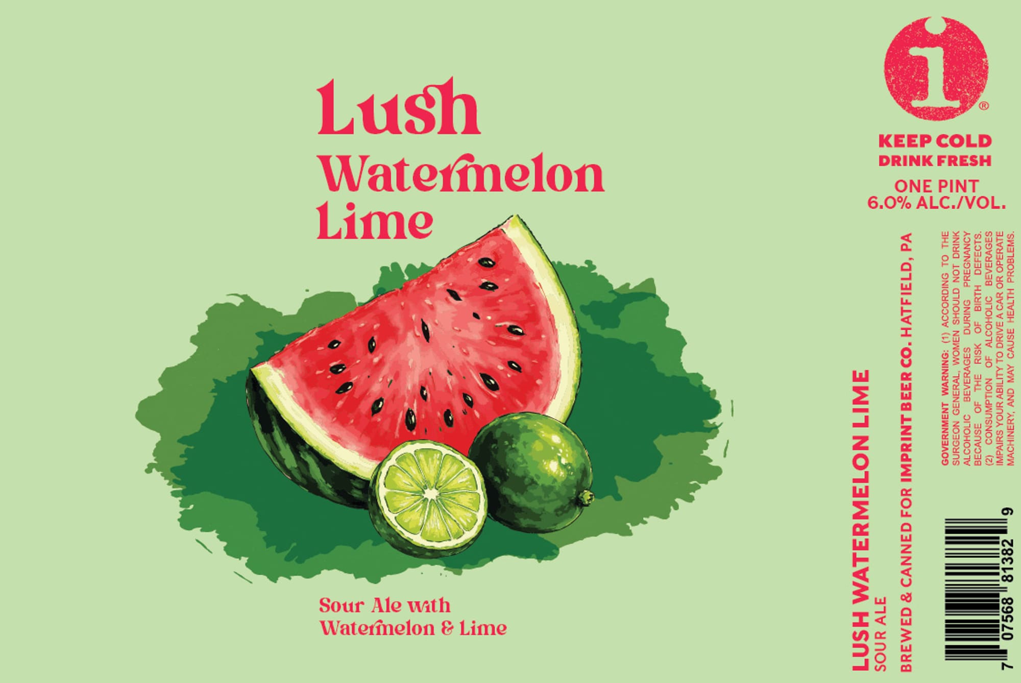 Lush Watermelon Lime by Imprint Beer Co. - beer label