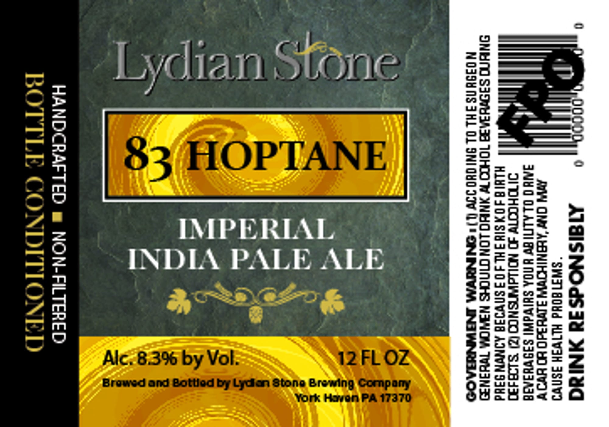 83 Hoptane by Lydian Stone - beer label