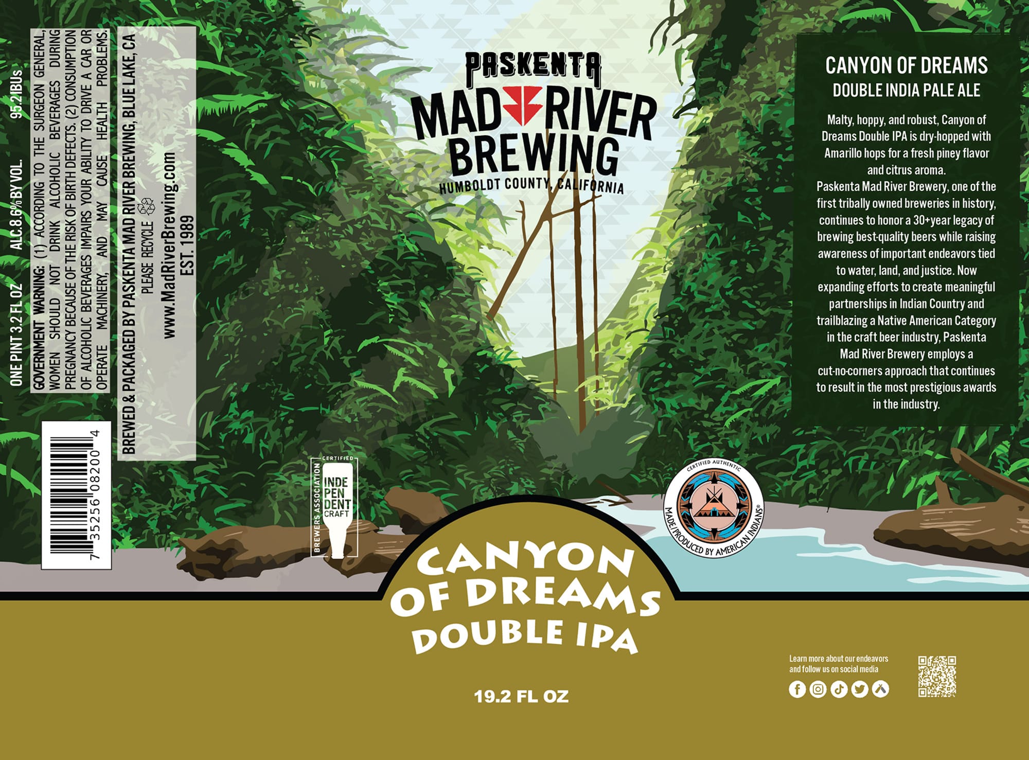 Canyon of Dreams by Mad River Brewing - beer label