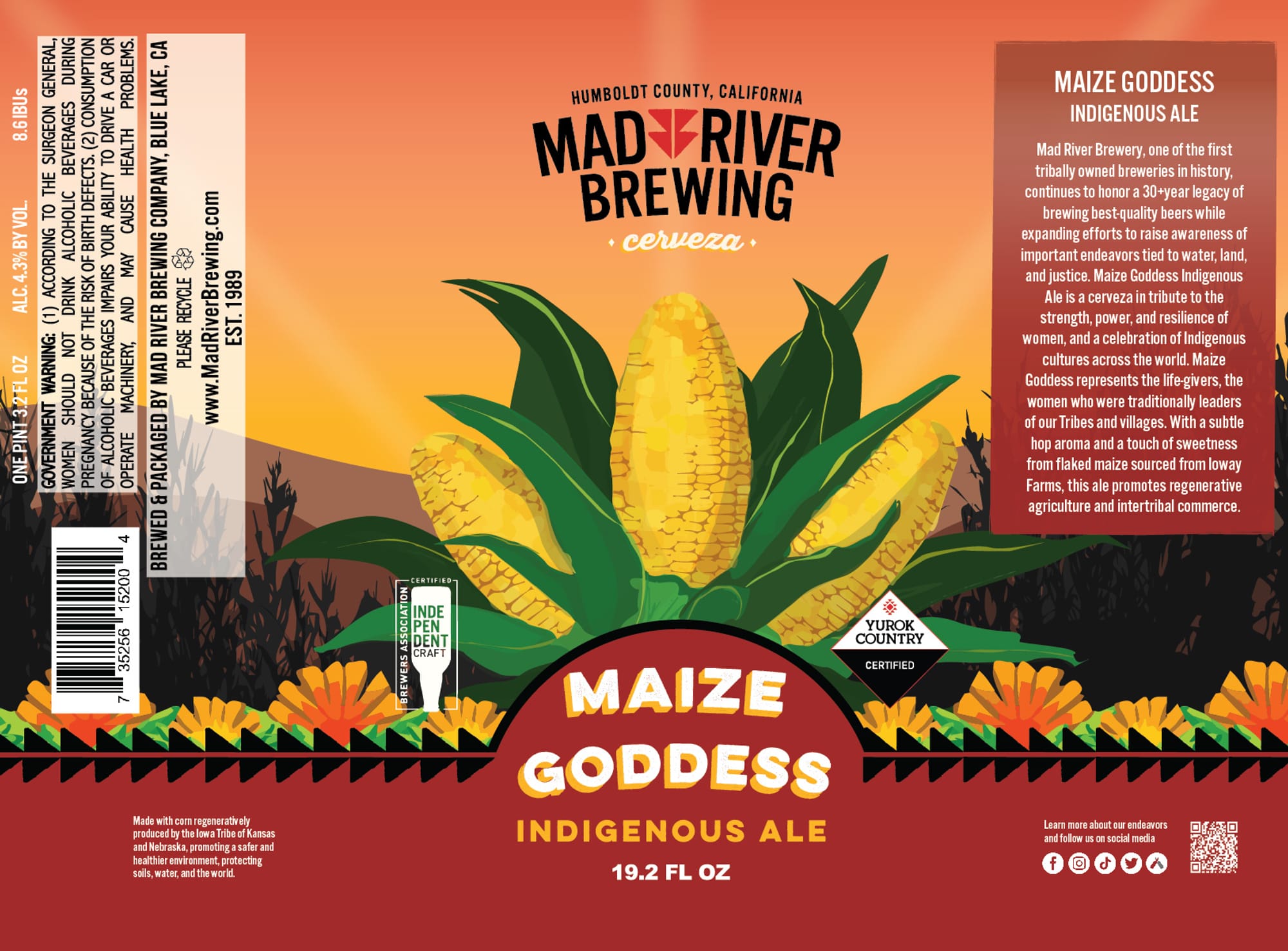 Maize Goddess Indigenous Ale by Mad River Brewing - beer label