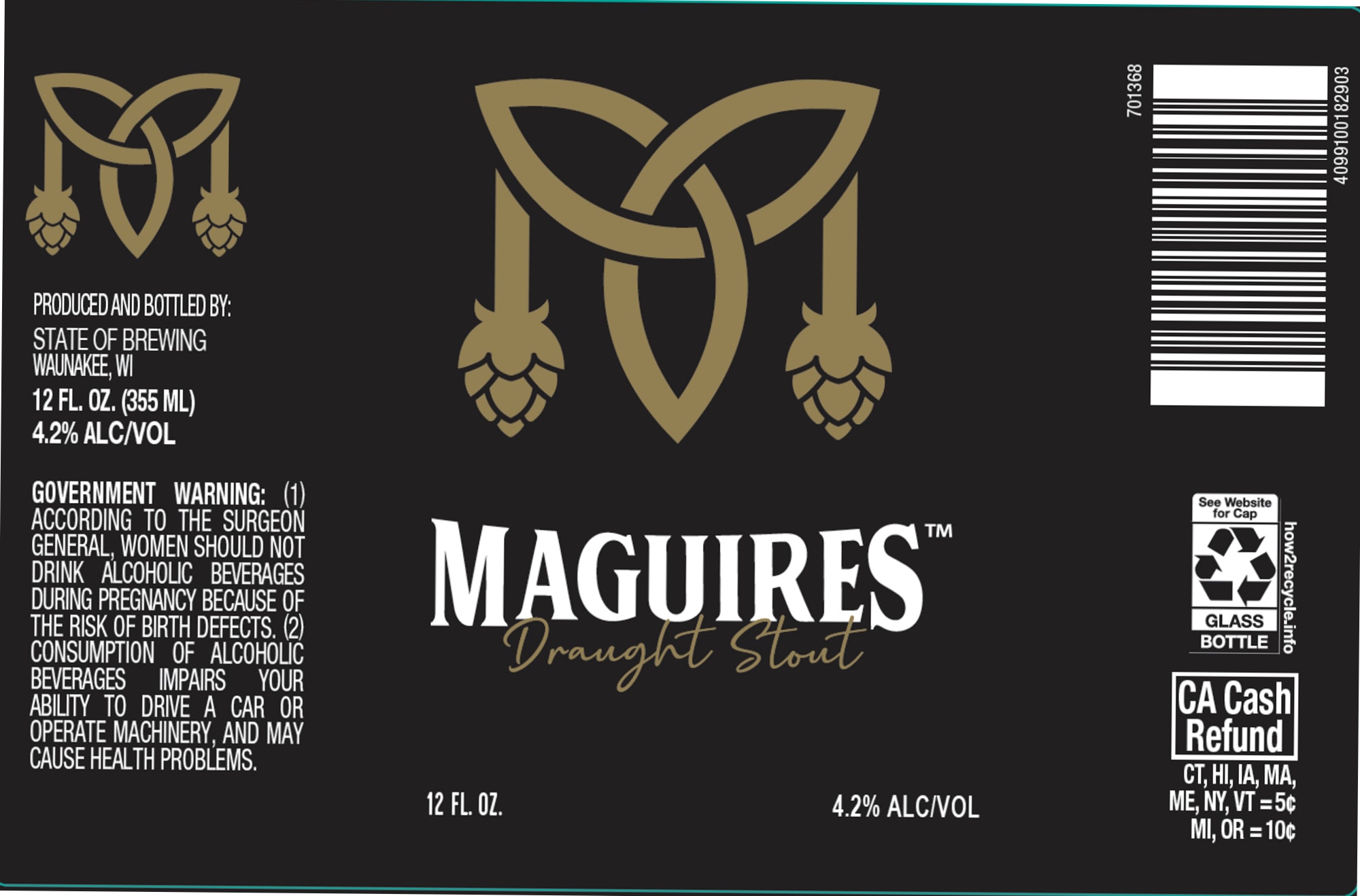 Maguires Draught Stout by Government Brewing Company - beer label