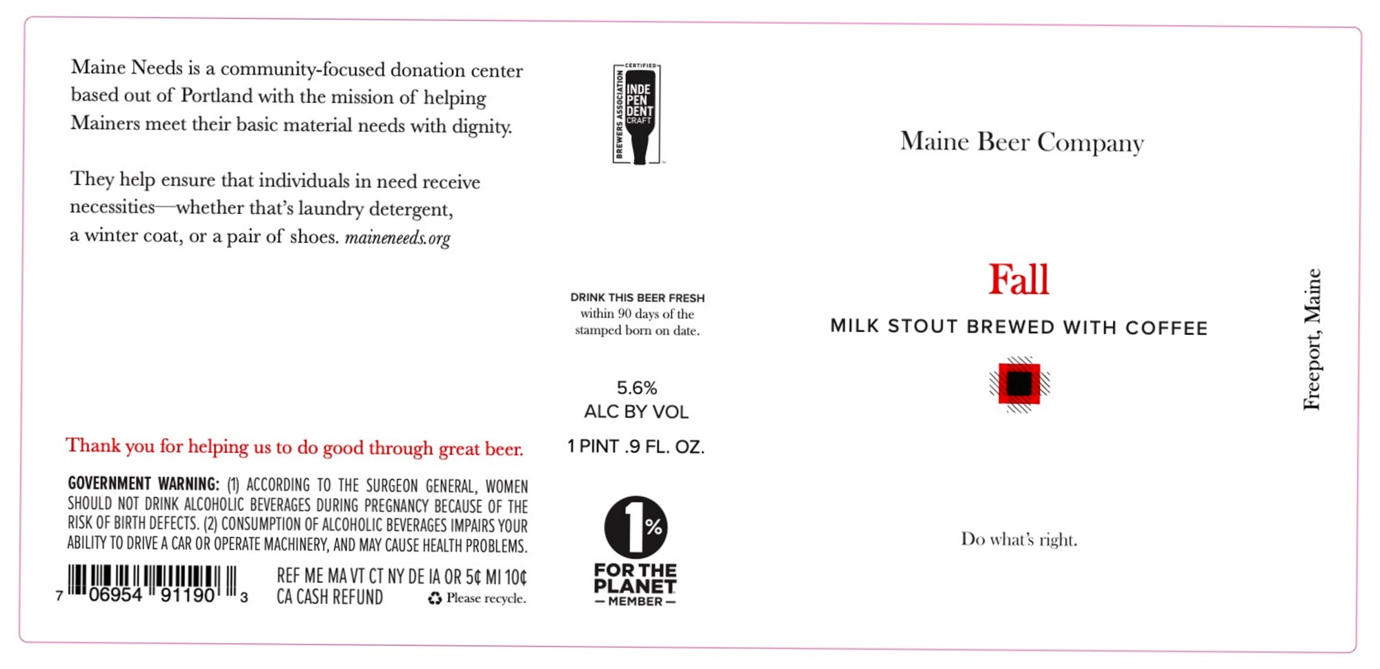 Fall by Maine Beer Company - beer label