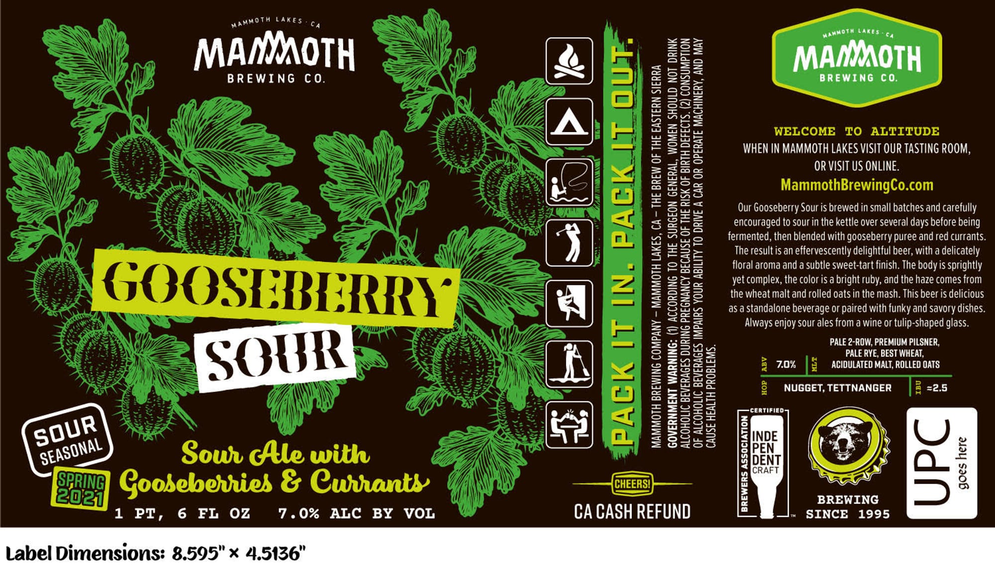 Gooseberry Sour by Mammoth Brewing Co. - beer label