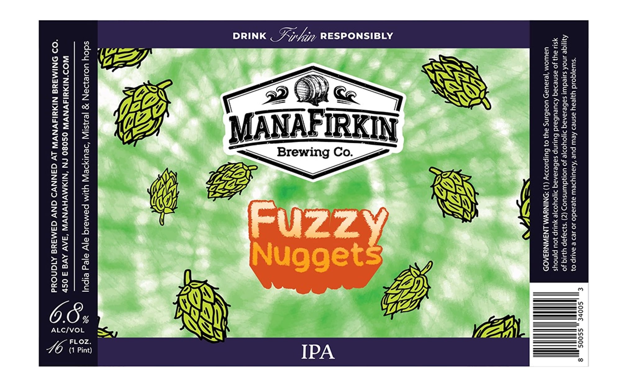 Fuzzy Nuggets by Manafirkin Brewing Co. - beer label