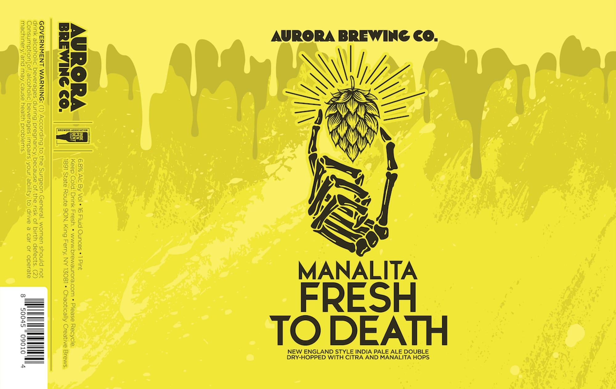 Manalita Fresh To Death by Aurora Brewing Co. - beer label