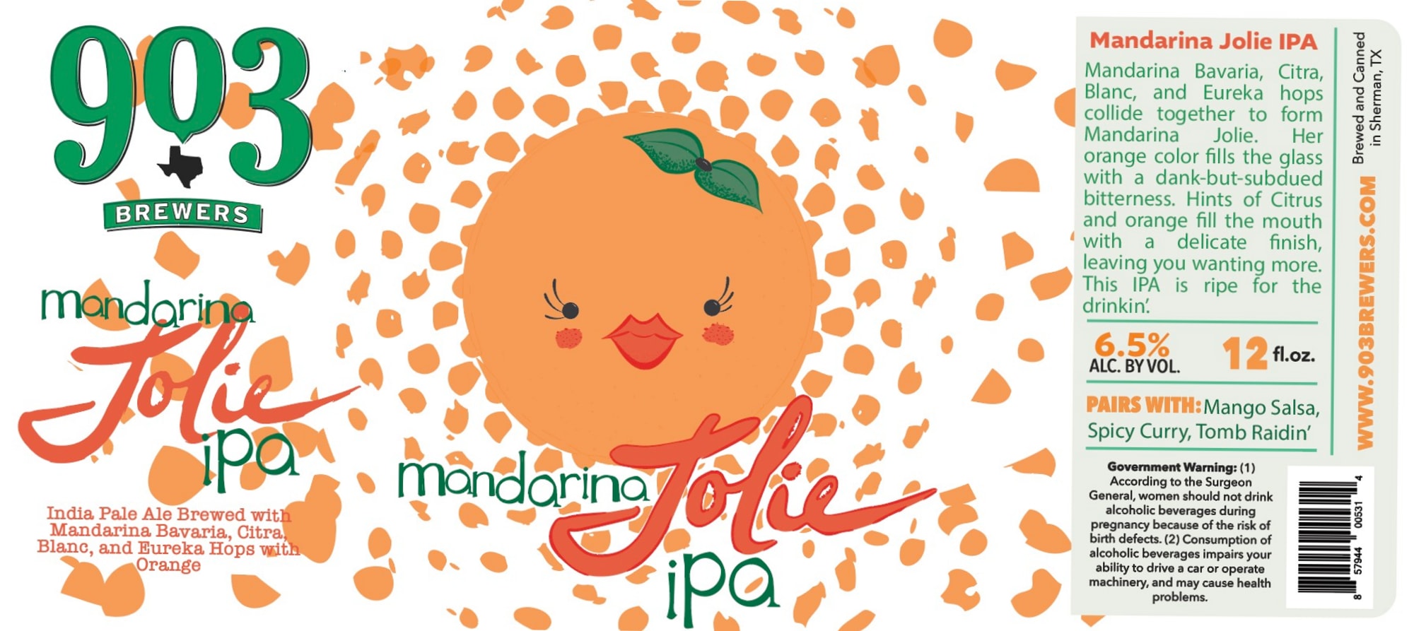Mandarina Jolie IPA by 903 Brewers - beer label