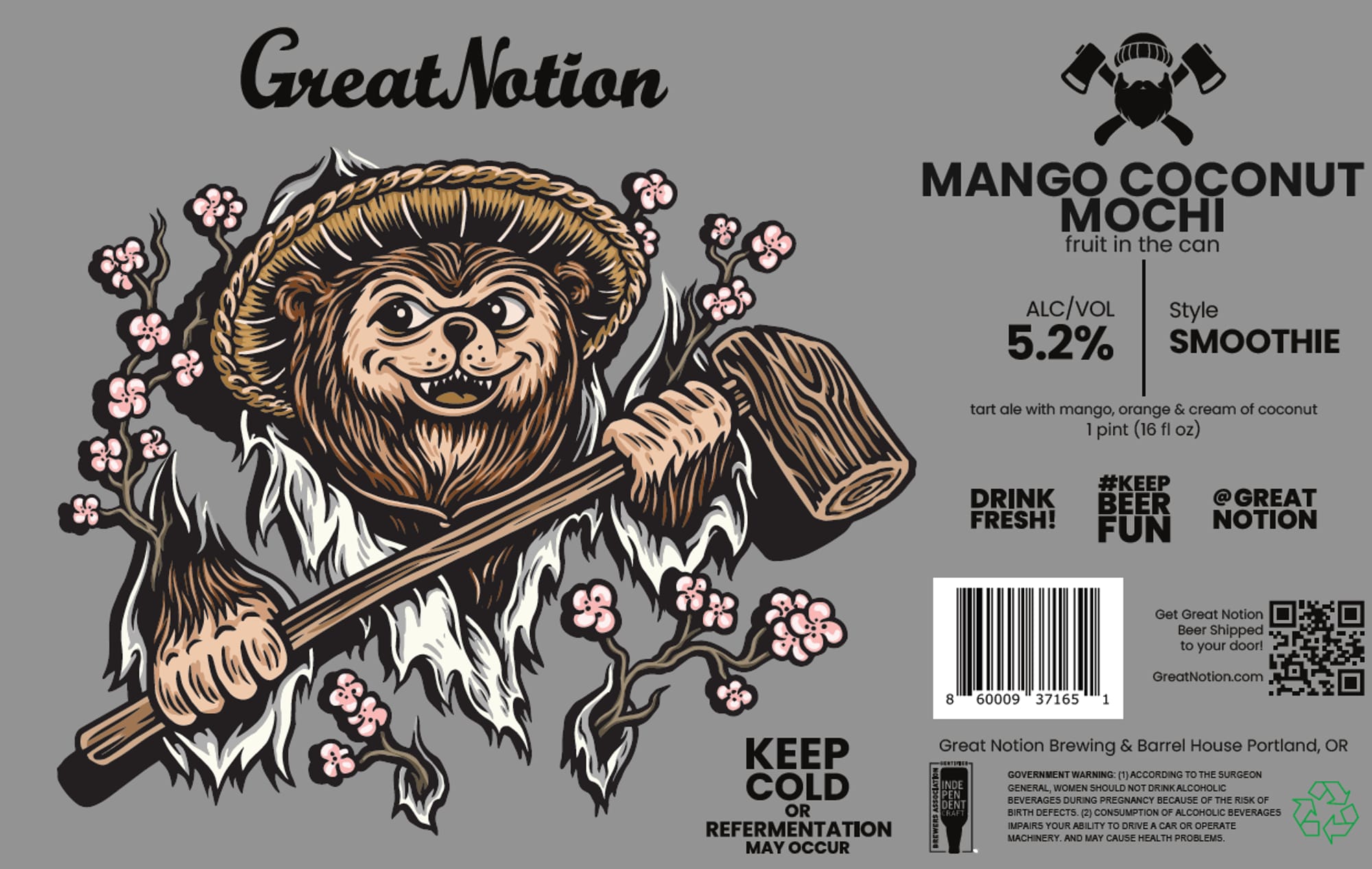 Mango Coconut Mochi by Great Notion Brewing & Barrel House - beer label