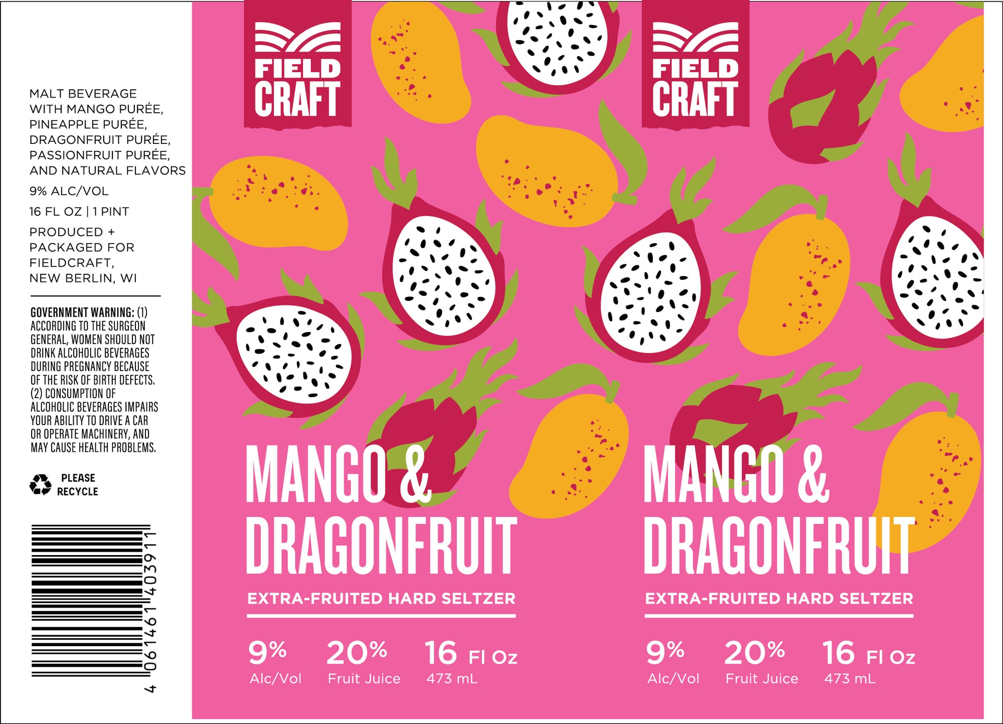 Mango & Dragonfruit by Field Craft - beer label