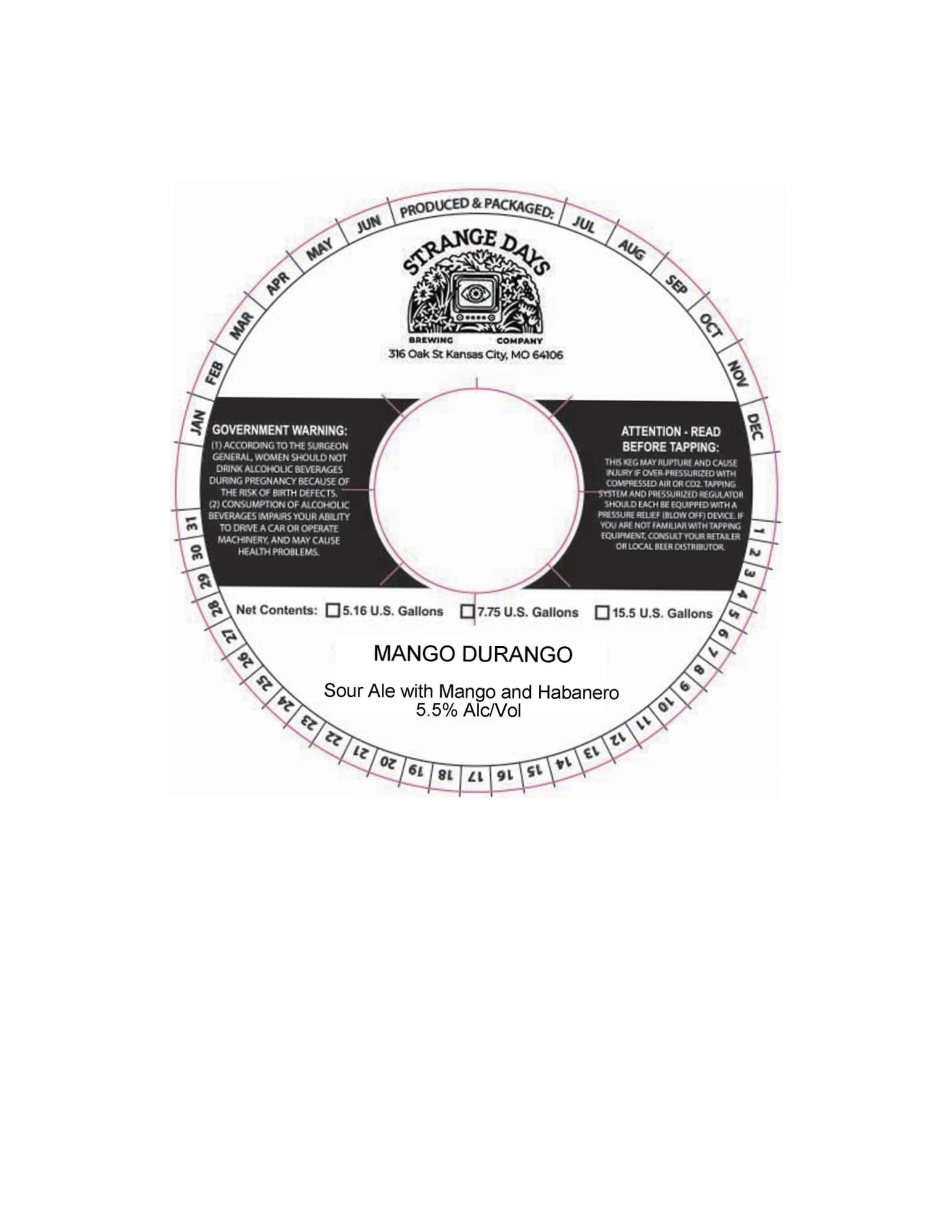 Mango Durango by Strange Days Brewing Company - beer label