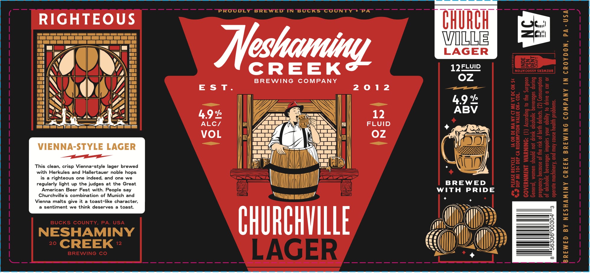 Churchville Lager by Neshaminy Creek Brewing Company - beer label