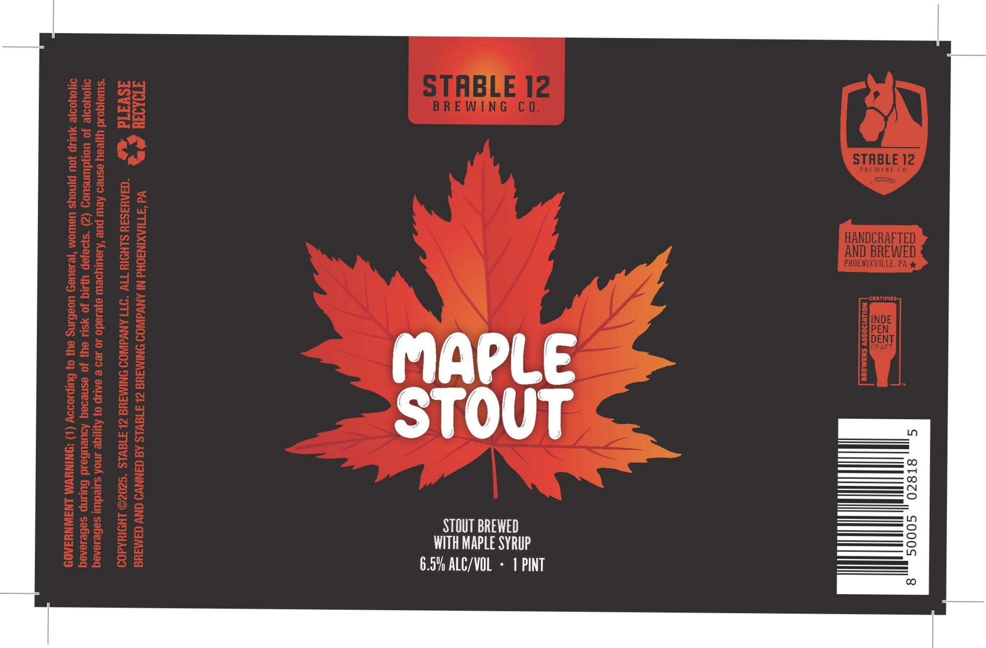 Maple Stout by Stable 12 Brewing Co. - beer label