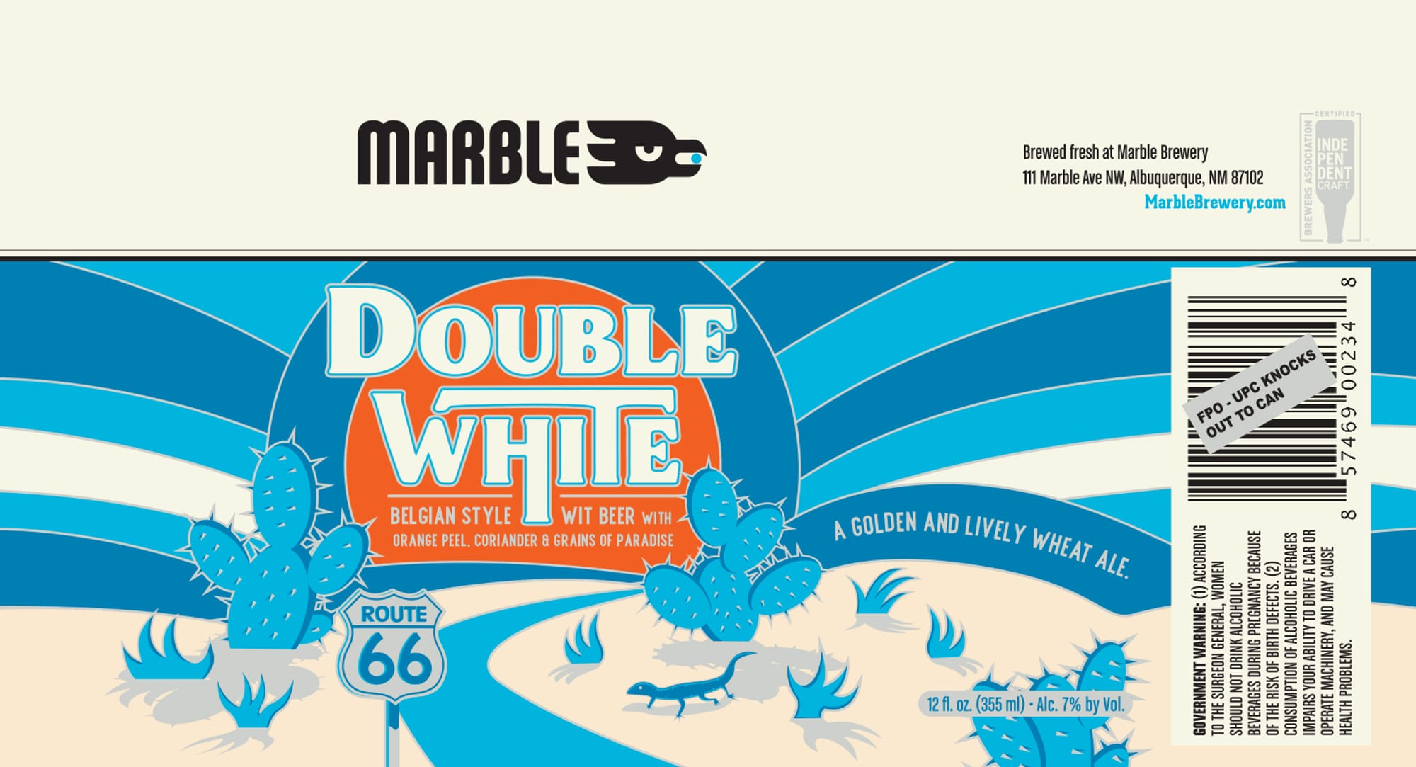 Double White by Marble Brewery - beer label