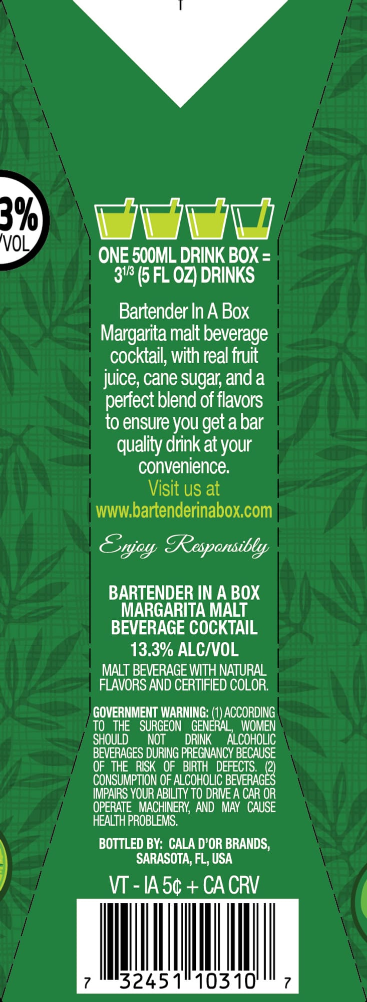 Margarita Malt Beverage by Bartender In A Box - beer label