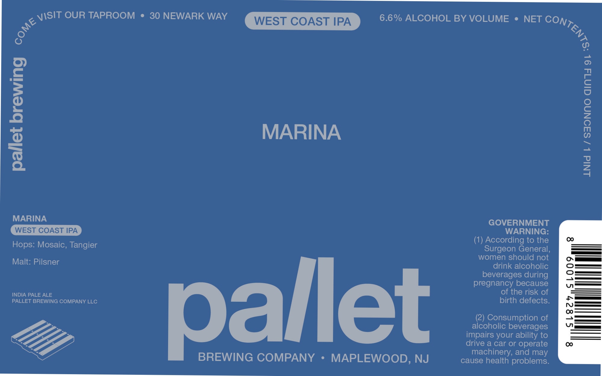Marina by Pallet Brewing Company - beer label