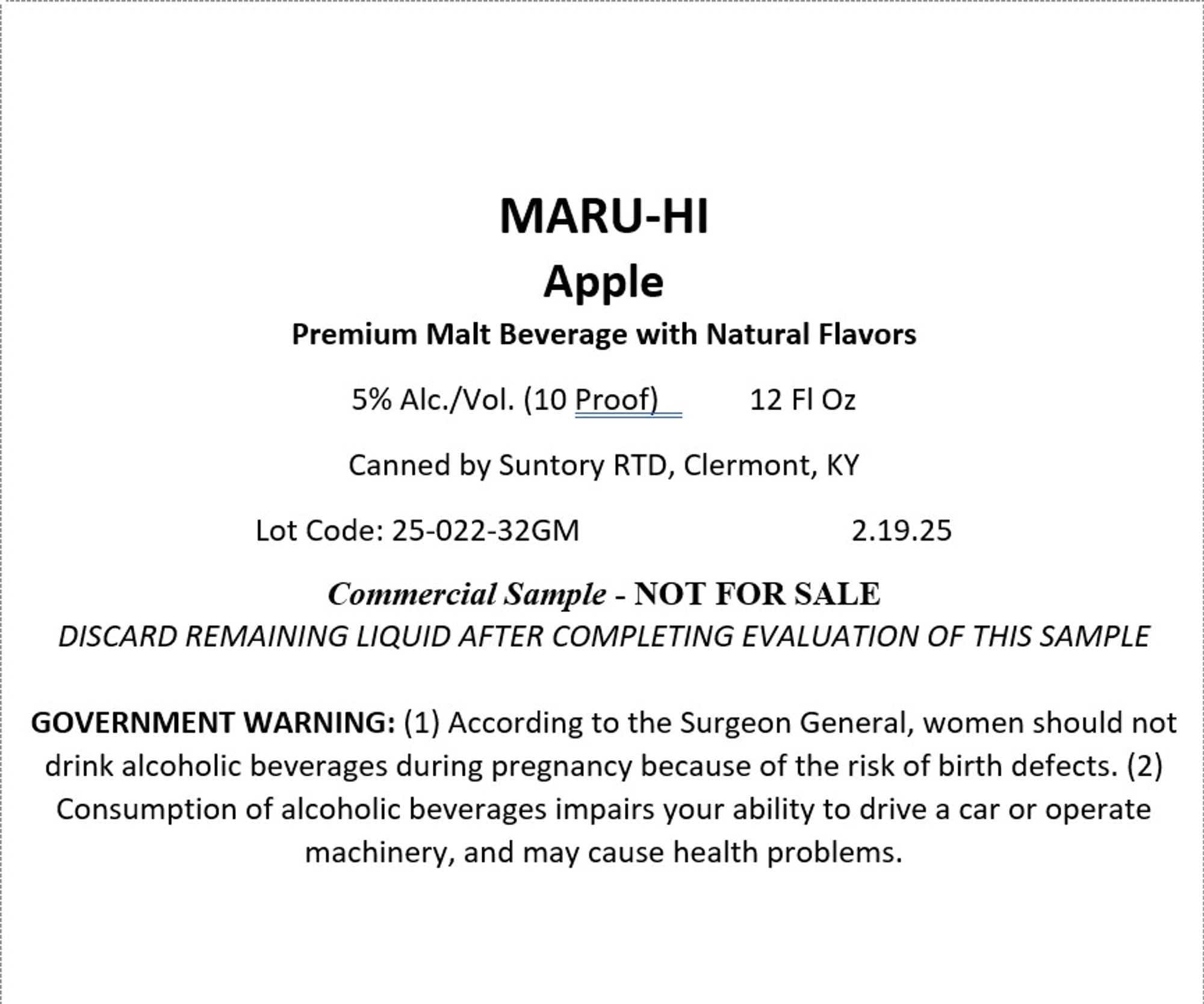 Maru-Hi Apple by Suntory RTD - beer label